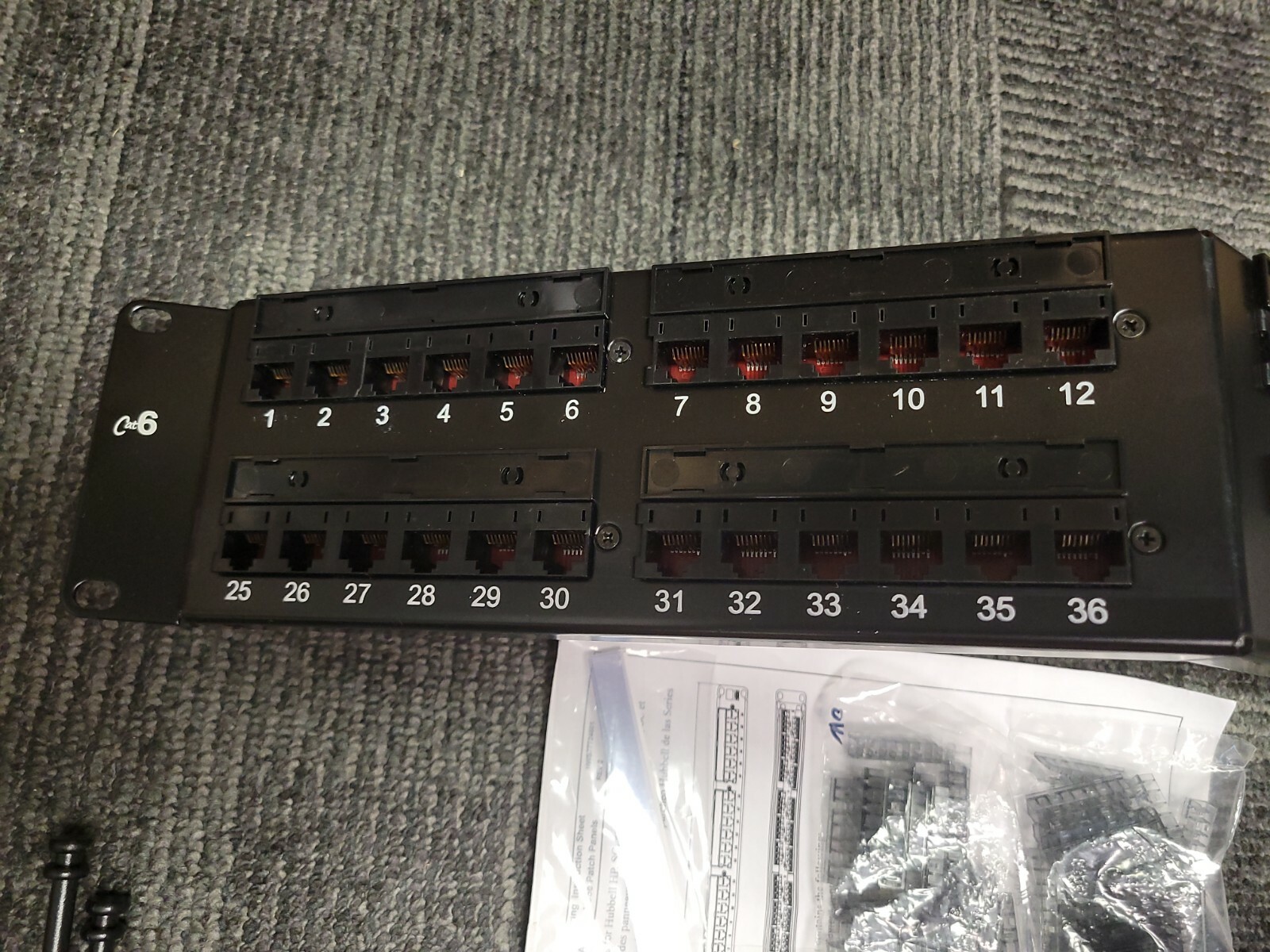 HUBBELL HP648A Nextspeed Category 6, 48 Port Patch Panel Angled, Black, 2U, New