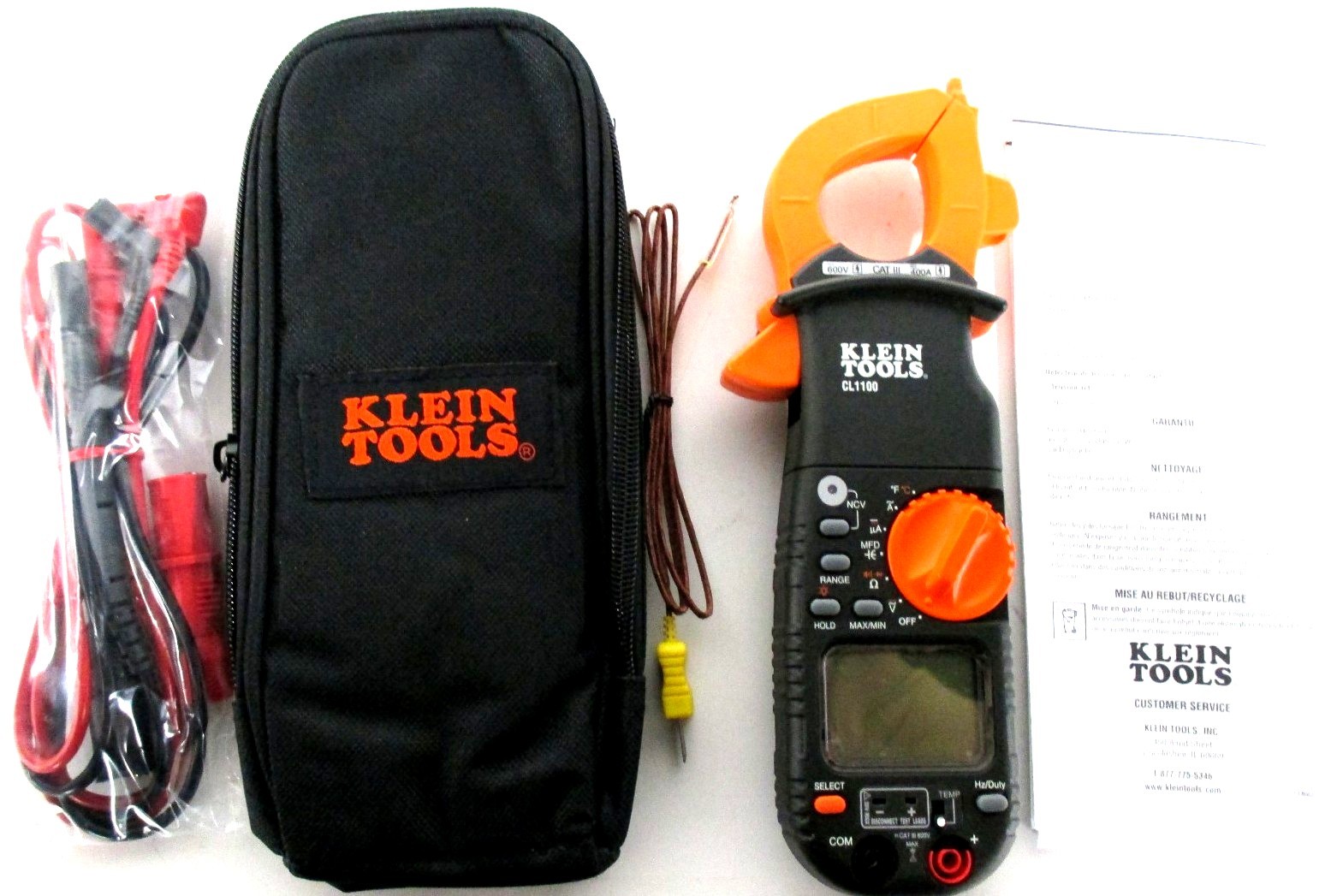 Klein Tools 400A AC Clamp w/Temperature Non Contact Voltage Tester CL1100
