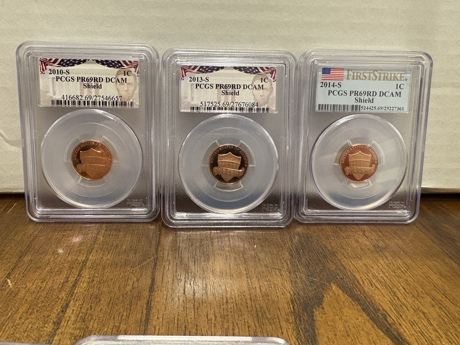 2010S & 2013S & 2014 S Lincoln Cent Proof 3 Coin US Mint Set PCGS PR69RD DCAM