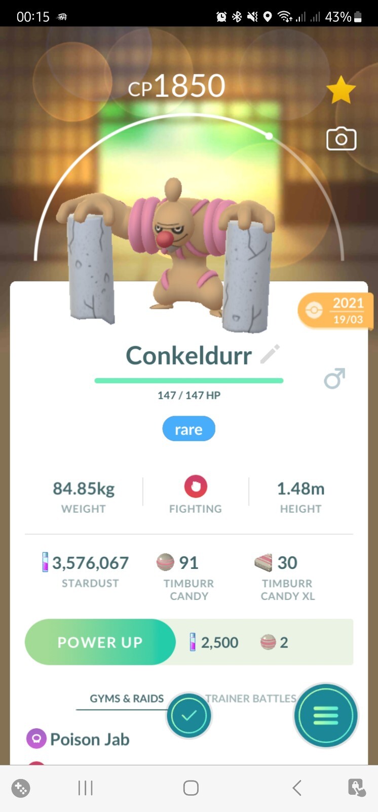 Conkeldurr ( Timburr Evolution ) Pokemon Fast Same Day Go