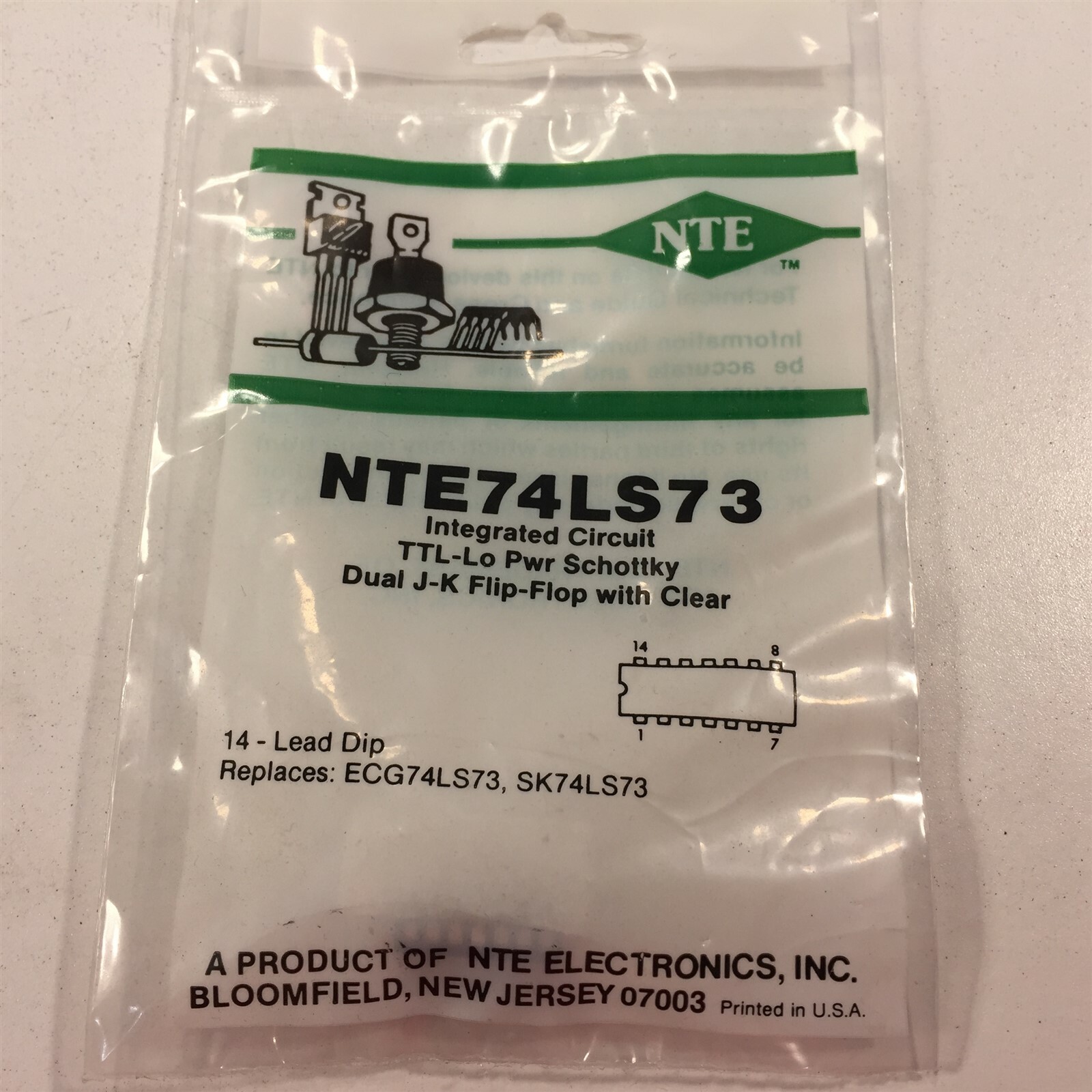 (3) NTE NTE74LS73 Integrated Circuit TTL Dual JK Flip−Flop with Clear - Lot of 3
