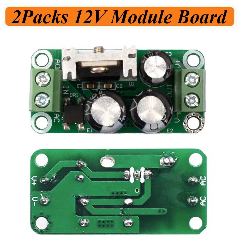 2PCS 12V Single Regulated Power Supply Module AC to DC Rectifier Filter Board 1A