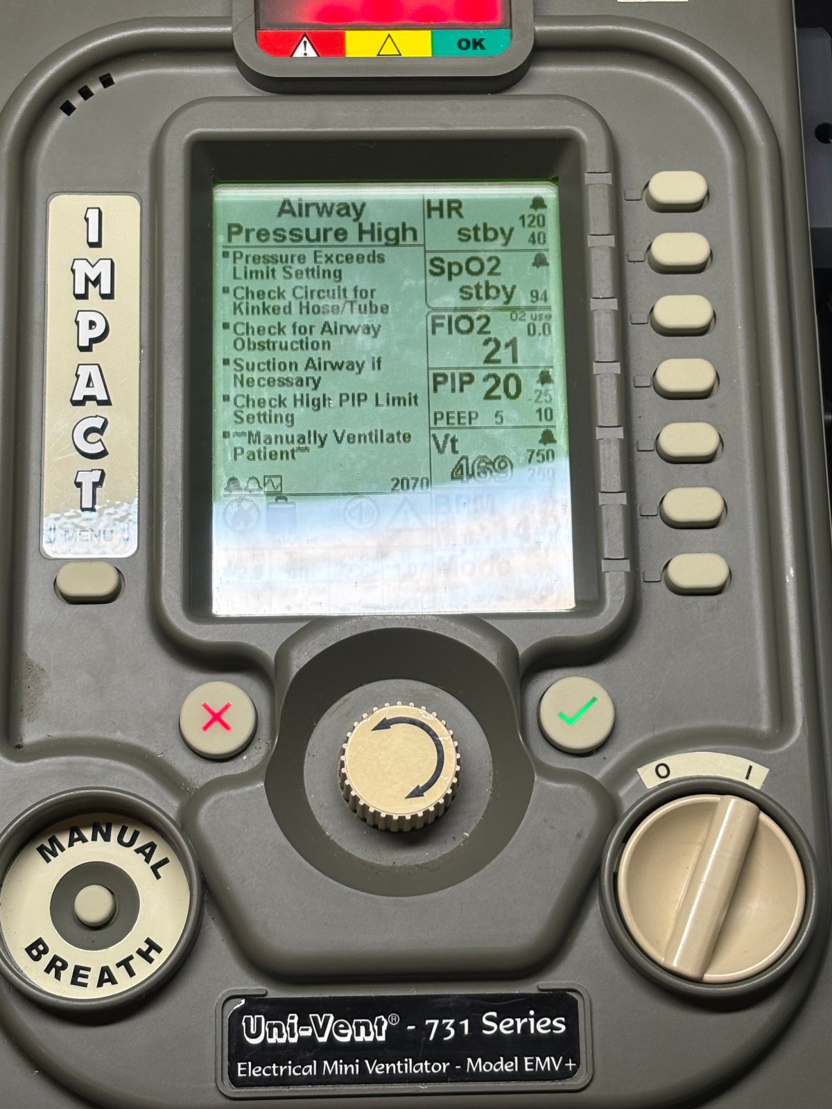 Zoll EMV+ 731 Series Ventilator Unit & Manual ONLY***READ