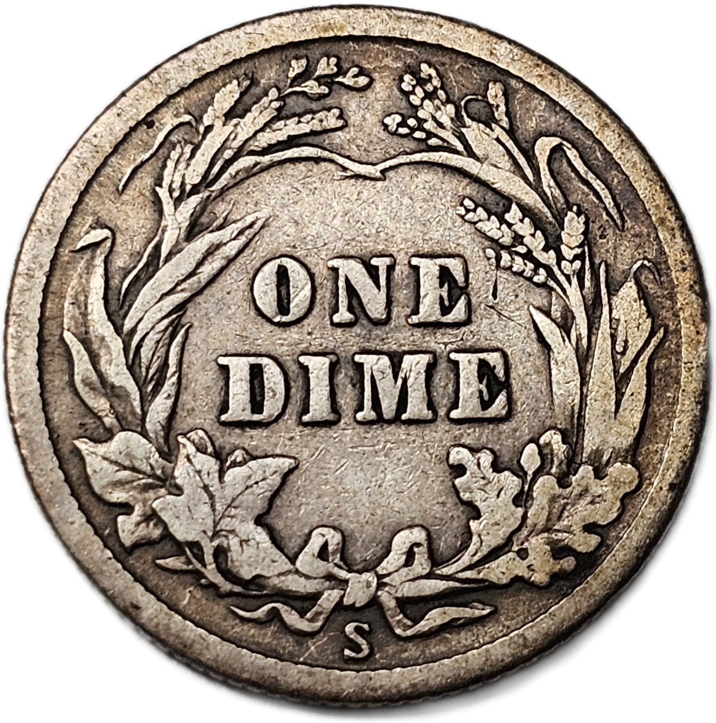 1916-S BARBER 10C VF