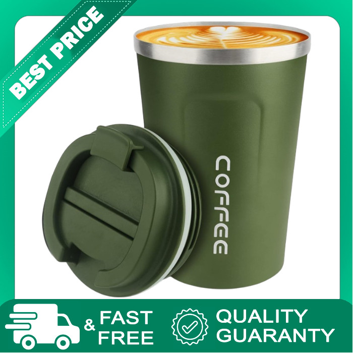 12oz Insulated Coffee Mug CS COSDDI Travel Tumbler Spill Proof Green