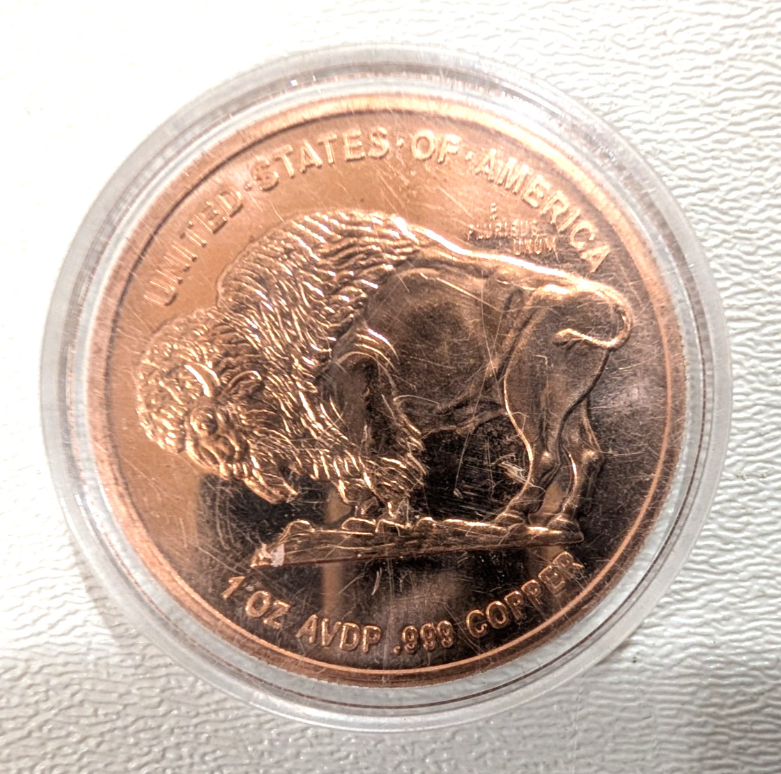 1 oz AVDP .999 Copper Round - Bison Gold Miner Liberty Round