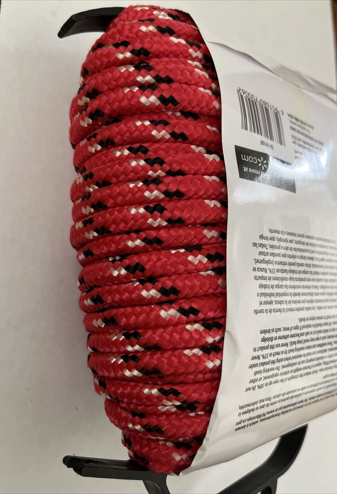 HYPER TOUGH POLYPROPYLENE DIAMOND BRAIDED ROPE 1/4" X 100', RED/BLACK *NEW