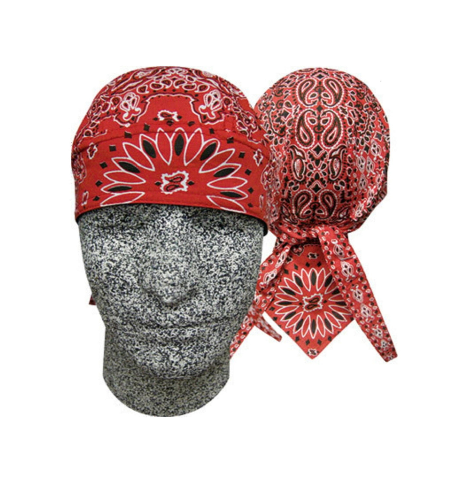Headwrap DANBANNA Red Paisley Du-Rag Skull Cap Doo Rag Bandana