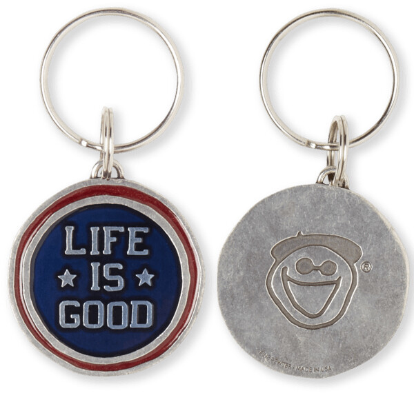 Life Is Good LIG STAR COIN Keychain Keyring Key Fob Patriotic Jake Patriotic