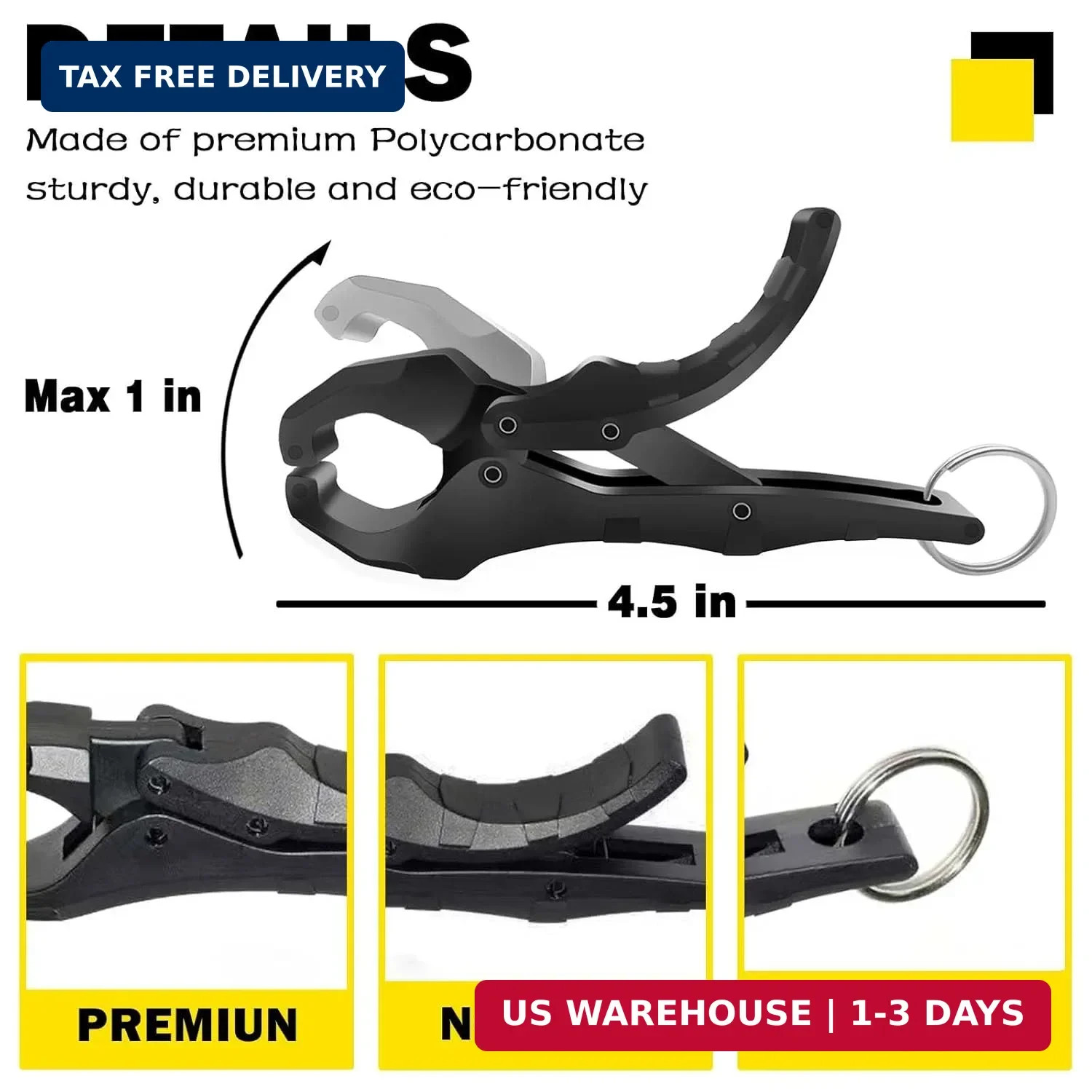 4.5'' Fish Lip Gripper, Digital Scale Hook Non-Puncture Replacement Clamp - Fish