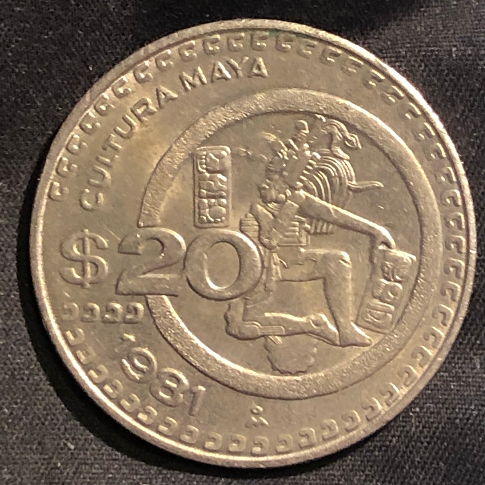 1981 Mexico 20 Pesos Copper-Nickel Coin - AU (About Uncirculated) condition