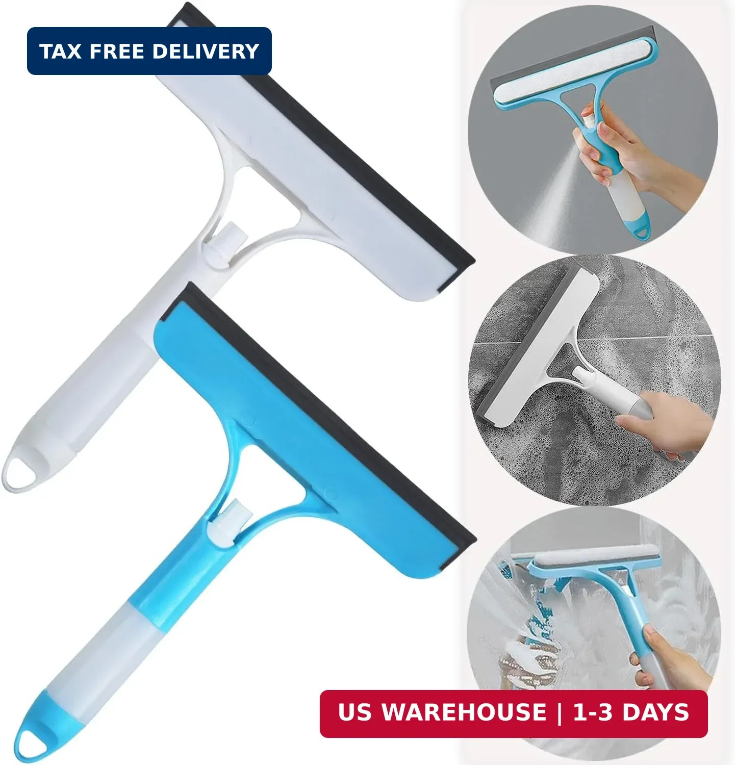 2 Pack All-Purpose Shower Squeegee for Shower Glass Door, Shower Glass Cleaner S