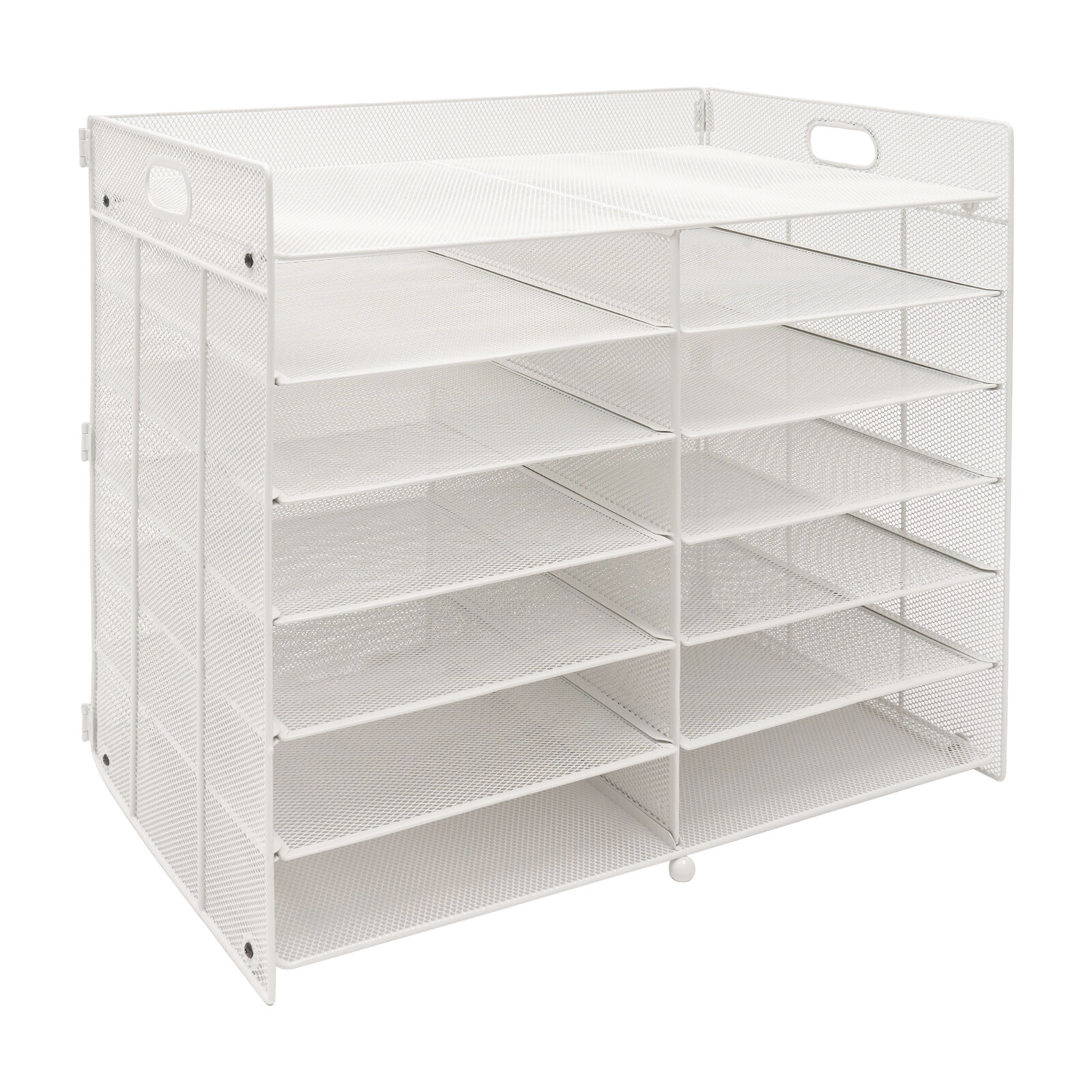 White Desktop Literature Organizer Mesh Paper Organizer Desktop File Organizer