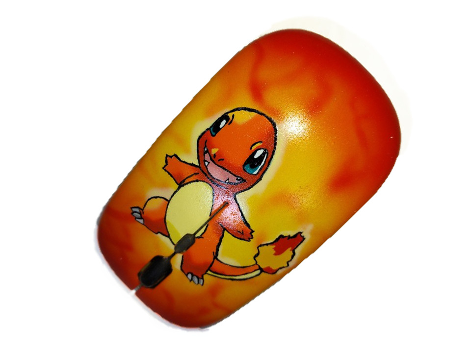Charmander themed custom painted wireless mouse - new