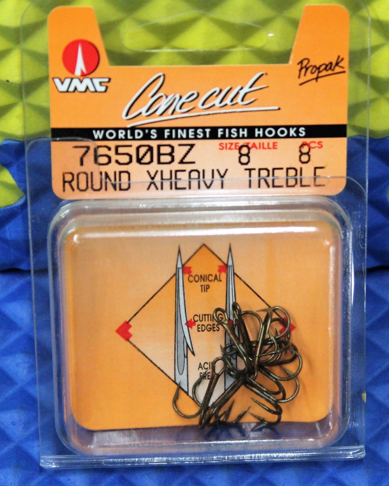 VMC Conecut Propak Fish Hook Round XHeavy Treble Size 8 Bronze 8Pcs 7650BZ 8-PP