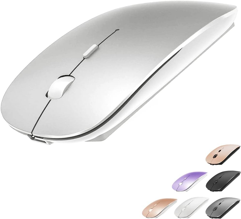 Rechargeable Bluetooth Mouse for MacBook/MacBook air/Pro/iPad, Silver
