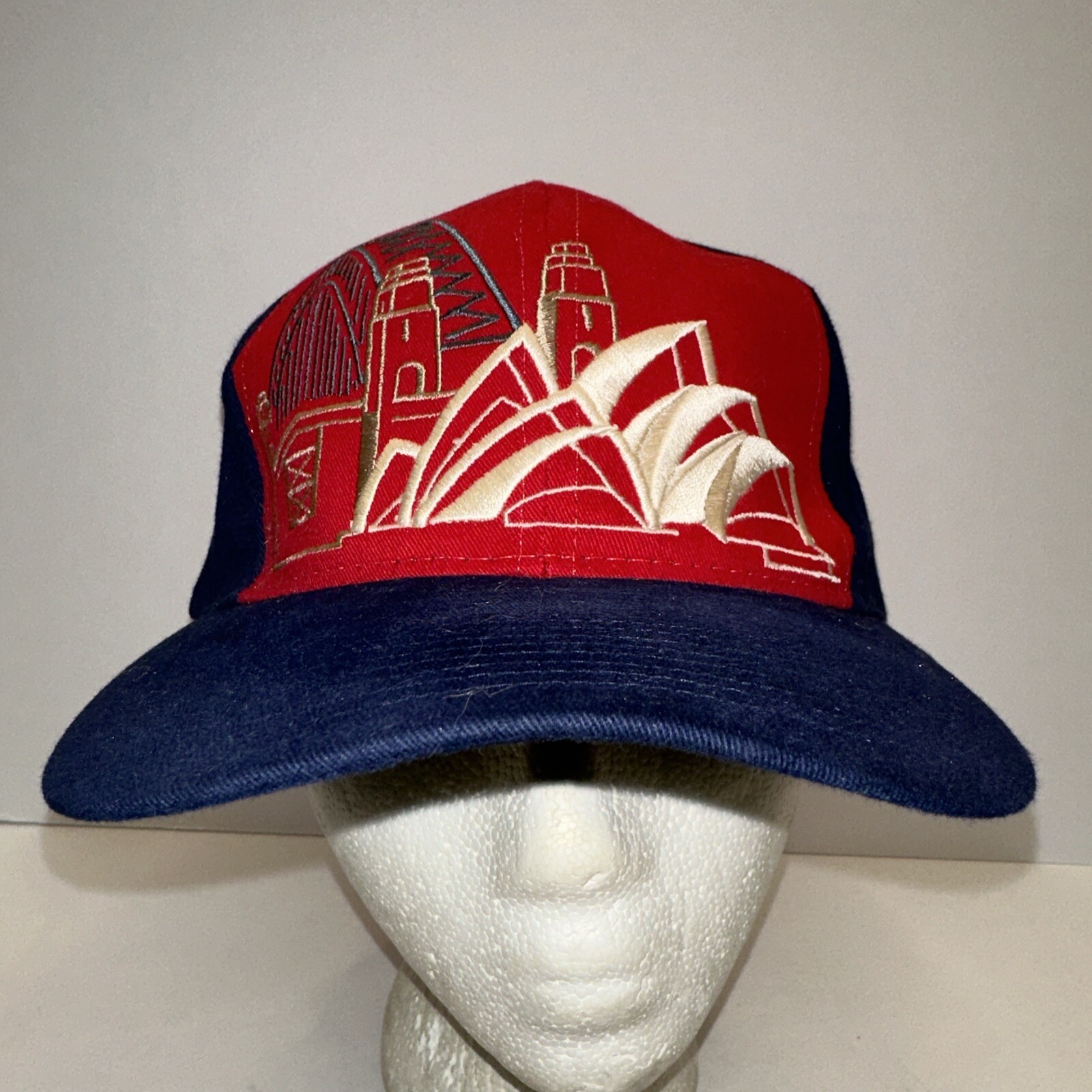 Australia Hat Cap Red Blue Opera House Bridge Embroidery Hook Loop Teal, Yellow