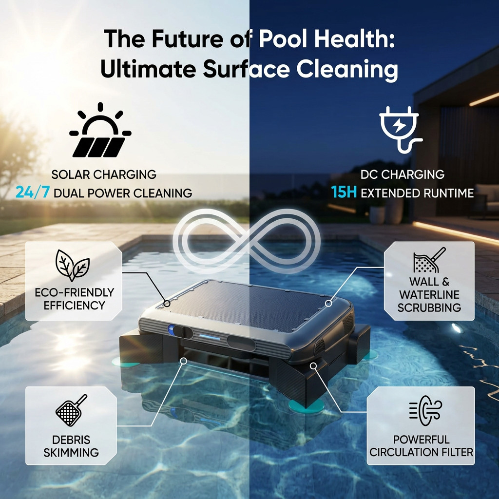 Robotic Pool Cleaner, Wireless Solar Electric Automatic Vacuum, Rechargeable