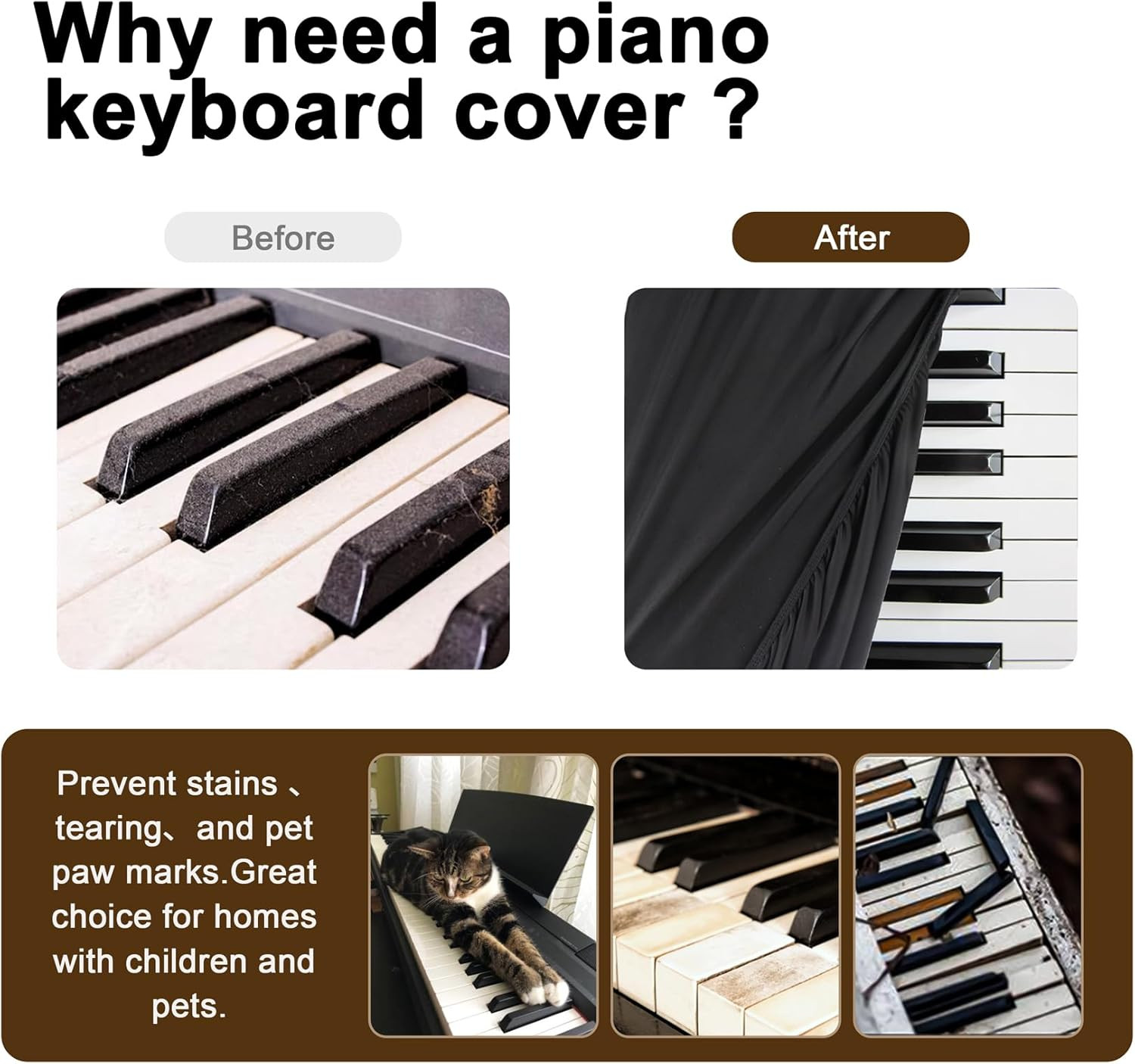 Stretchy 61 Keys Piano Keyboard Dust Cover with Music Stand