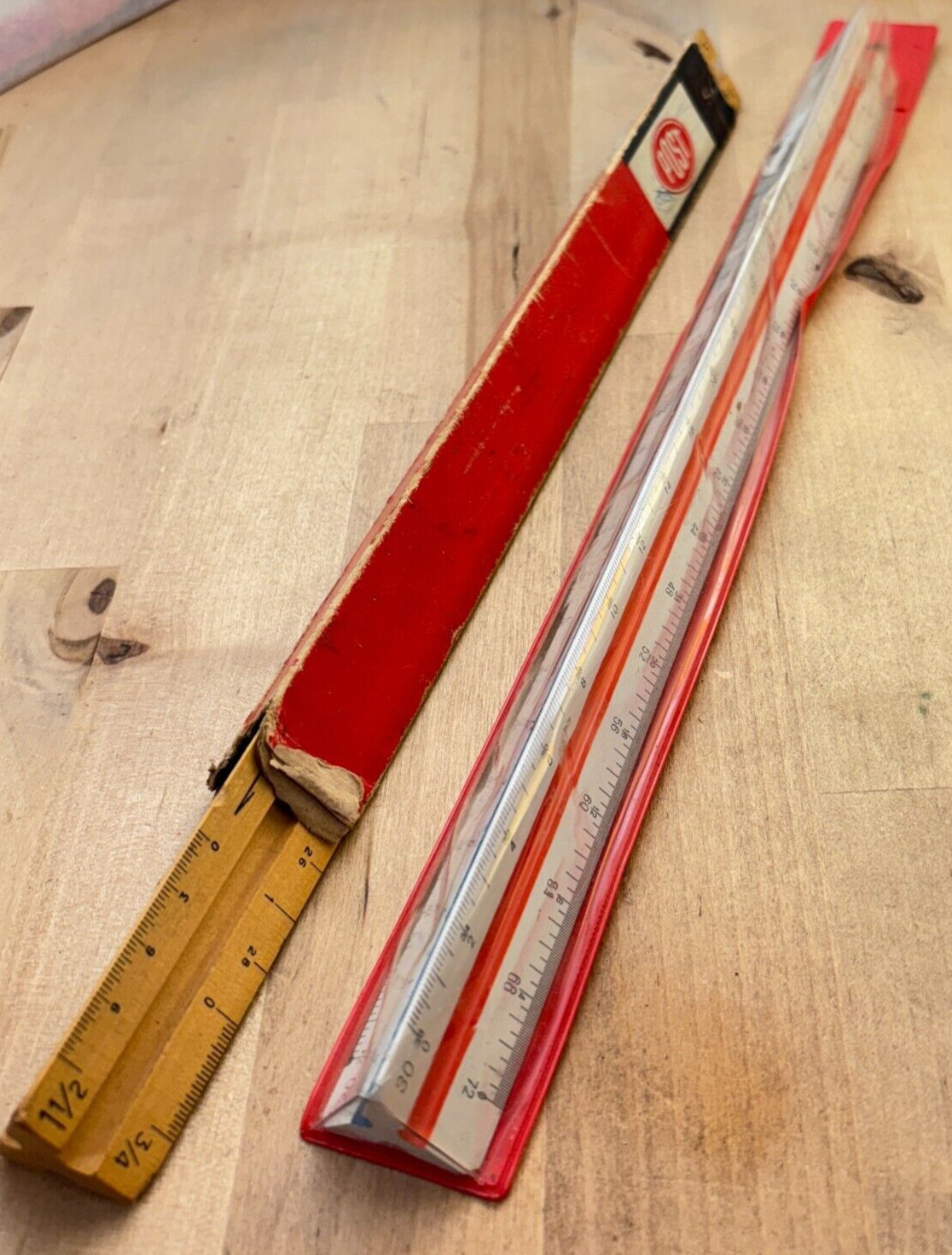 2 Architect’s Mechanical Rulers, Boxwood 7301D, Staedtler 987 18-34 Engineer