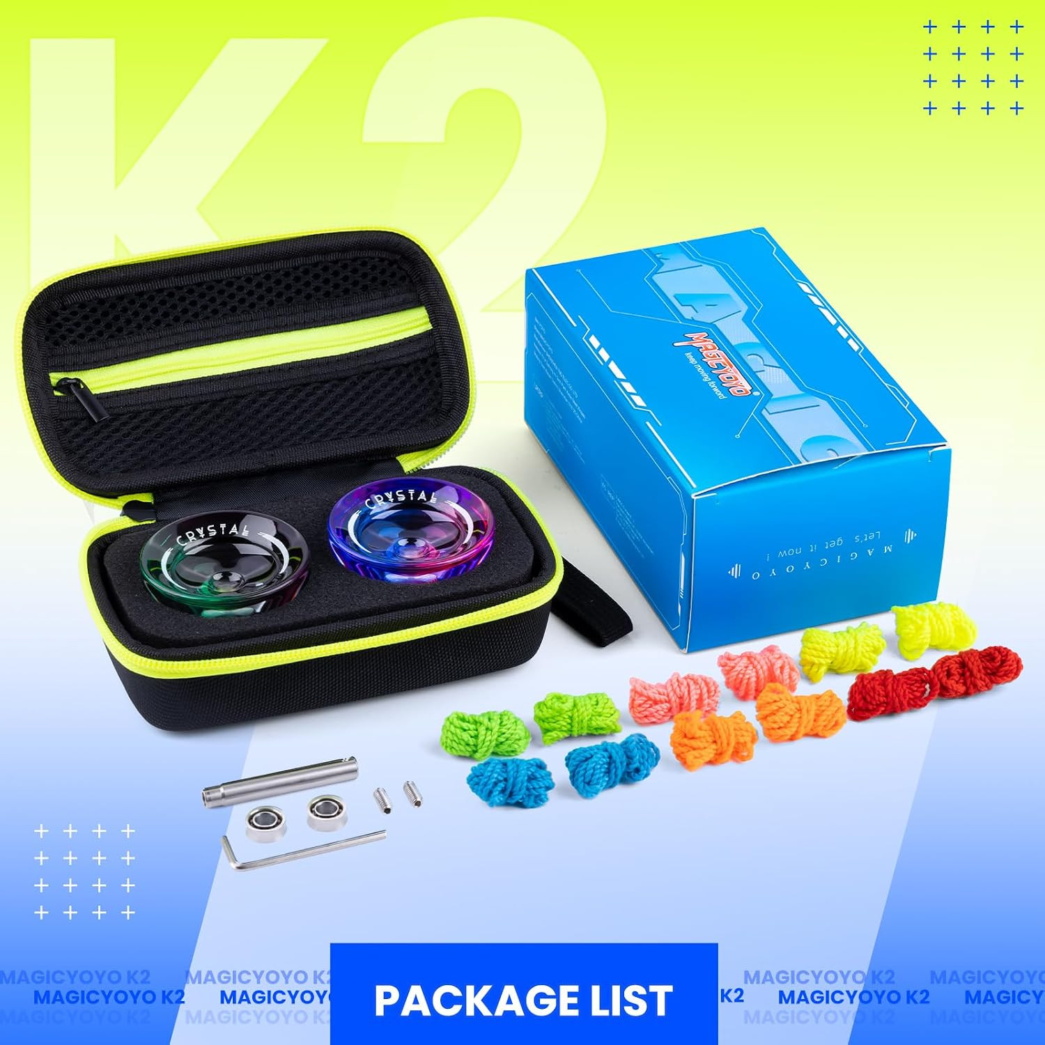 K2 Professional Yoyo Set - 2 Pack Dual Mode with 12 Strings, Bearing