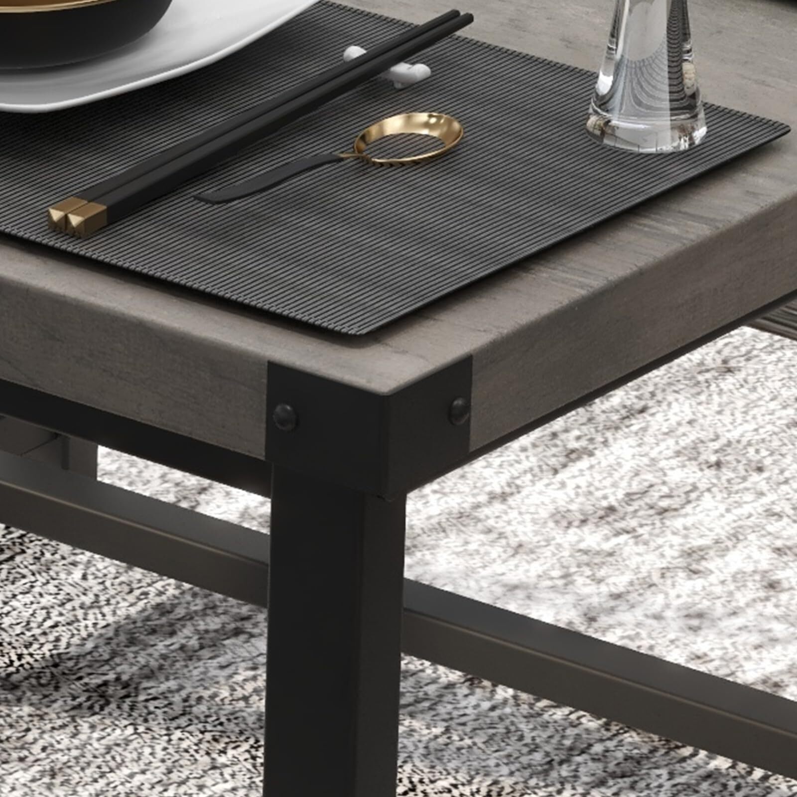 💹Dining Table Set Kitchen Table with 2 Upholstered Benches 3 Piece Dining Sets