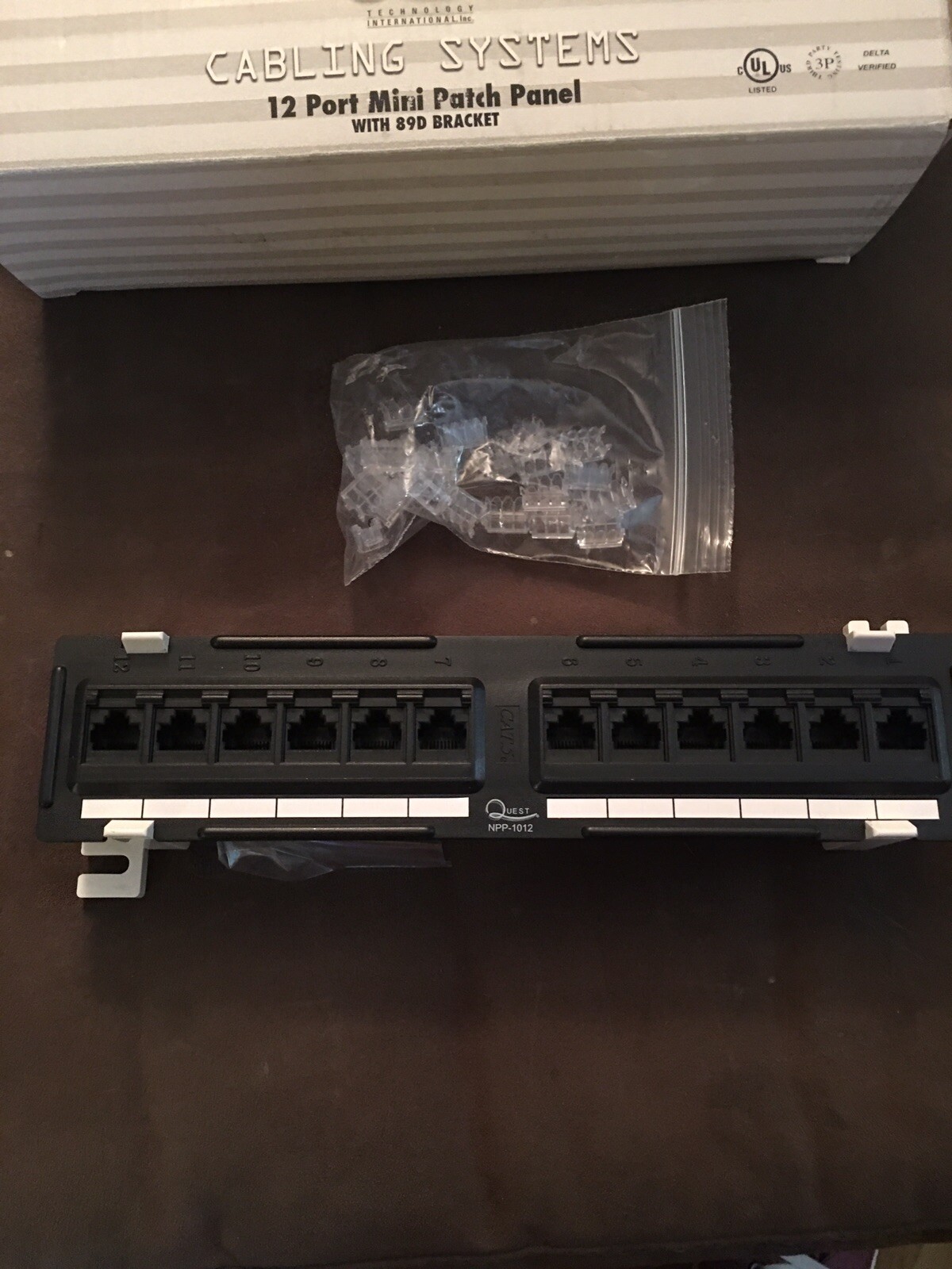 Quest Cabling System 12 port Mini Patch Panel w/89D Bracket Cat 5e