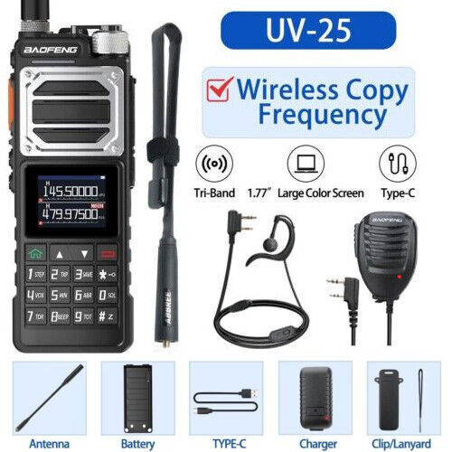 US Baofeng UV-25 Walkie Talkies Long Range Tri-power Two Way Radio With Kit 1PCS