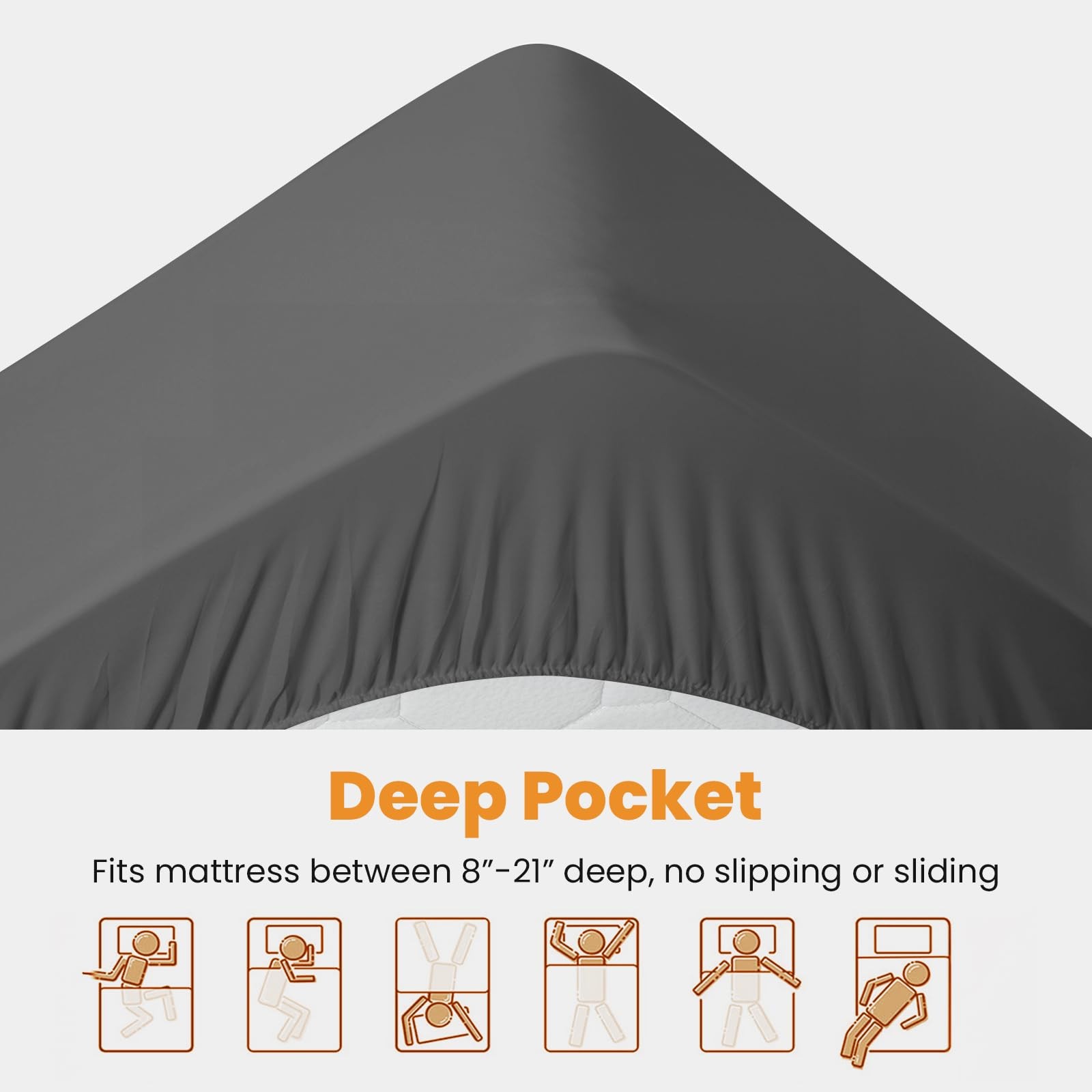 MATBEBY King Size Mattress Pad - Cooling King, Dark Grey - Checkered
