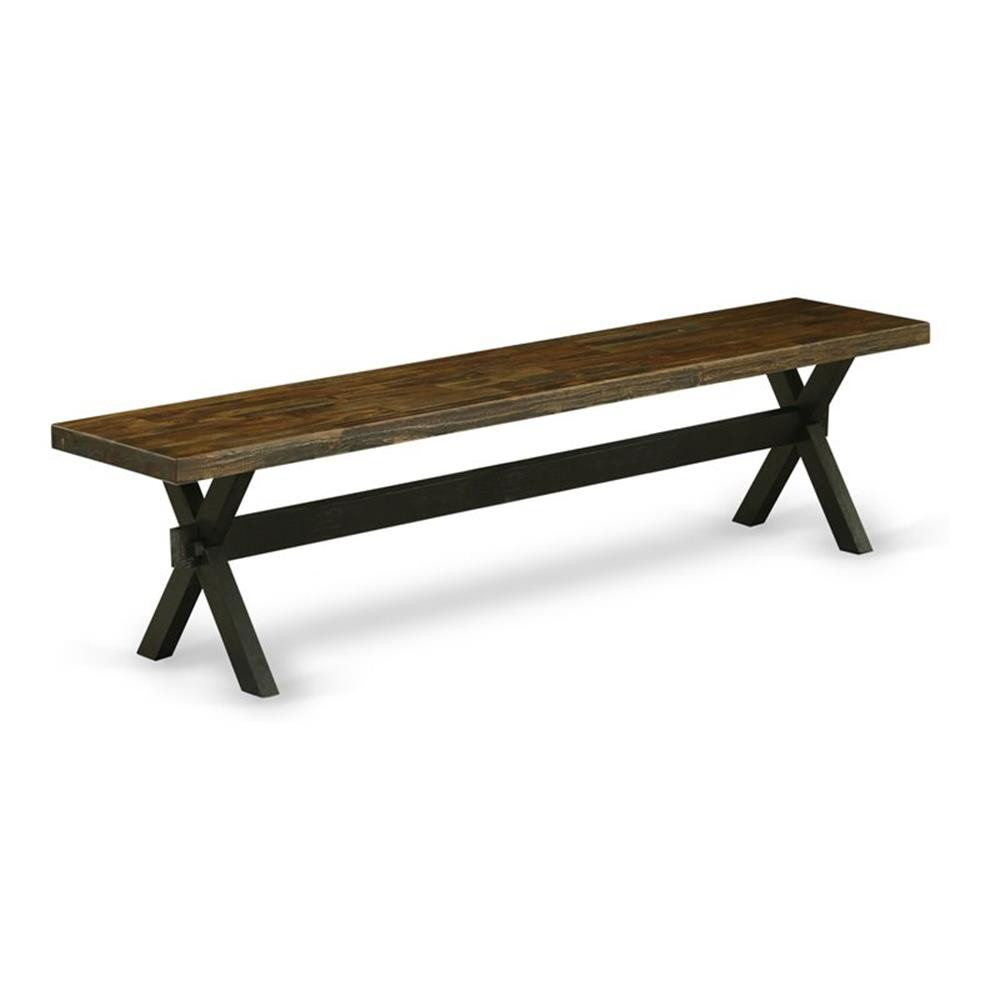 East West Furniture X-Style 15x72" Wood Dining Bench in Black/Espresso