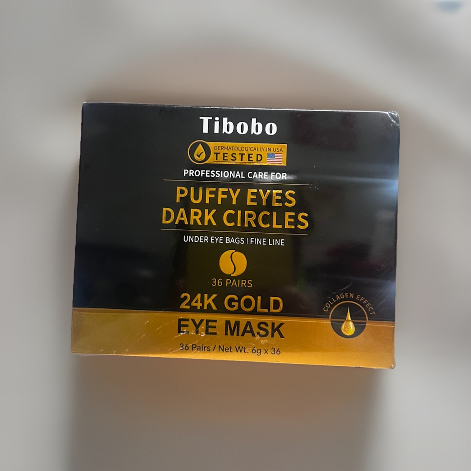 TIBOBO 24K GOLD EYE MASK PUFFY EYES DARK CIRCLES 36 PAIRS 6G EACH NEW UNOPENED