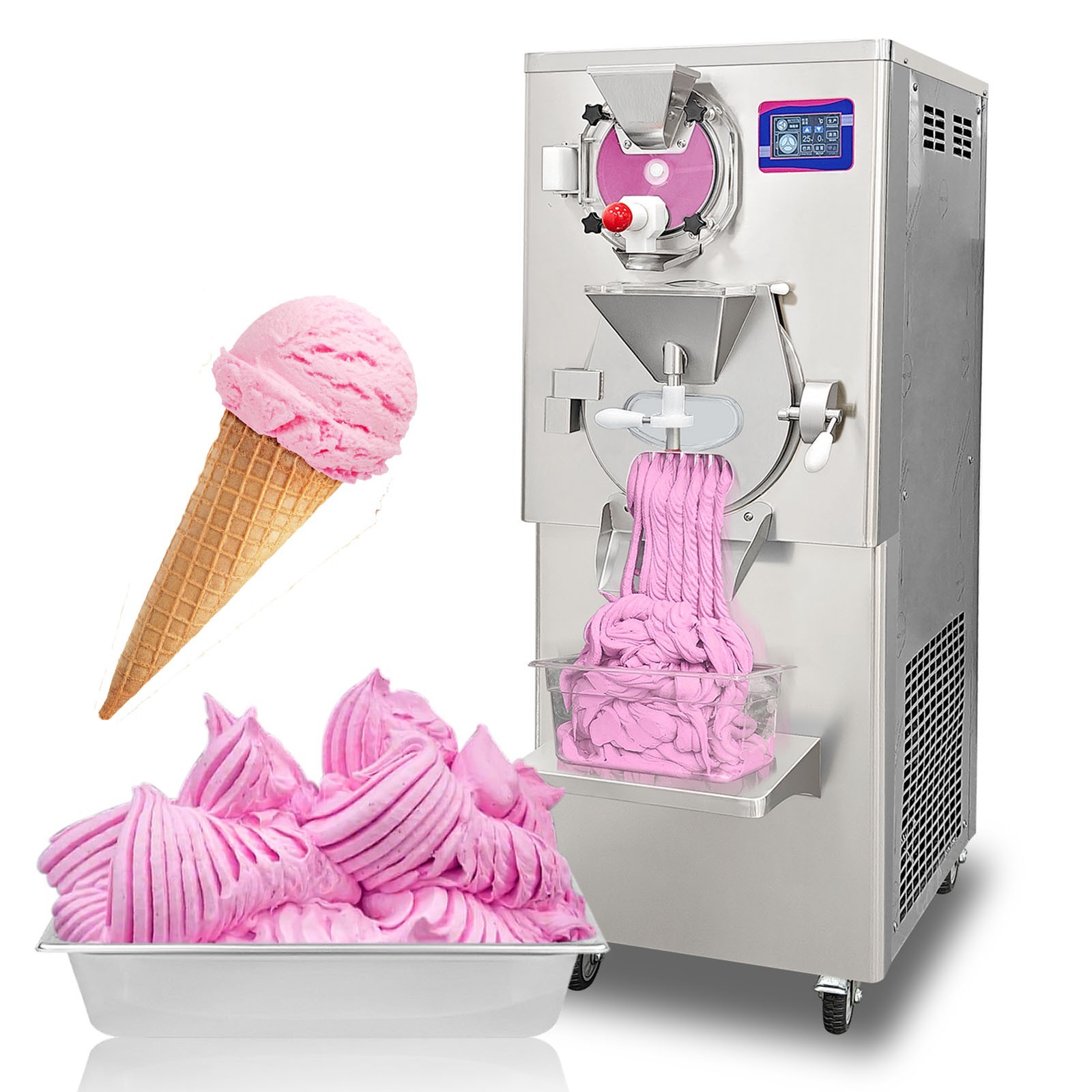 Kolice Commercial Hard Ice Cream Machine,Batch Freezer with Pasteurized,9-11 Gal