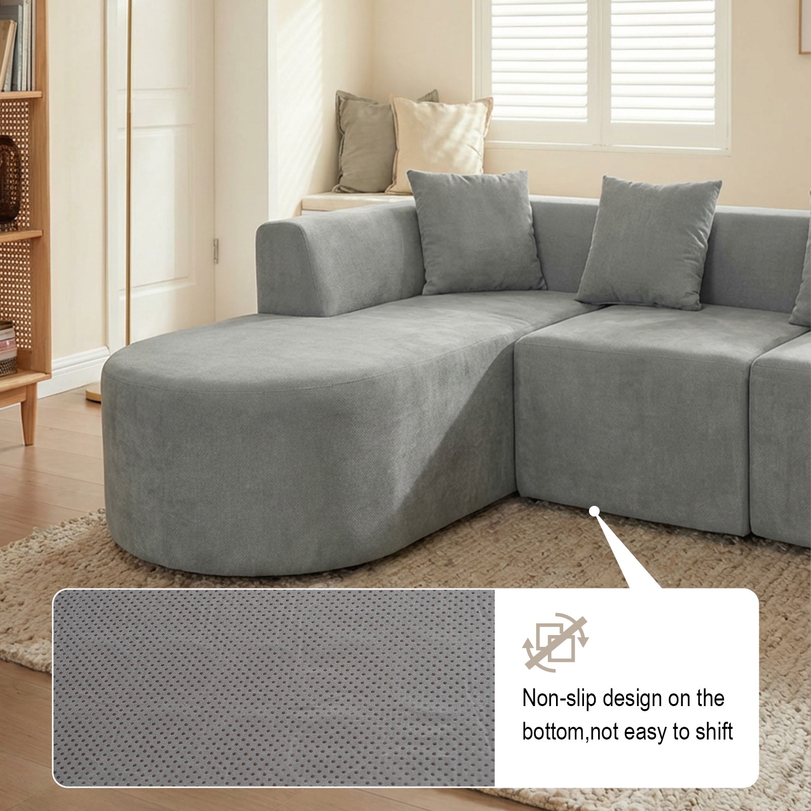 L Shaped Modular sectional couches Sofa,135" Corduroy Boneless Couches with Dee