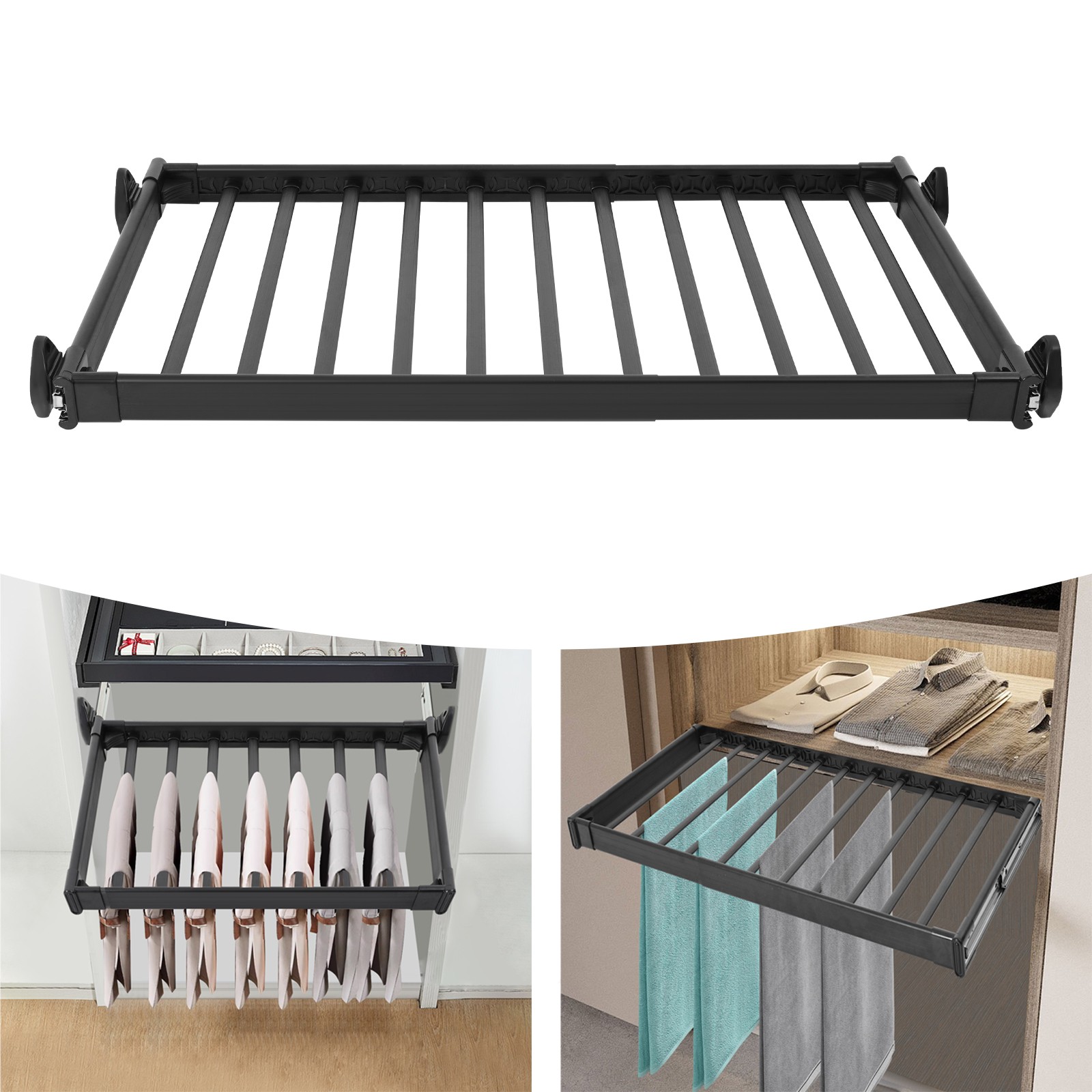 Pull Out Trouser Rack Closet Pants Hanger Slide Out Pants Storage Holder 60-85cm