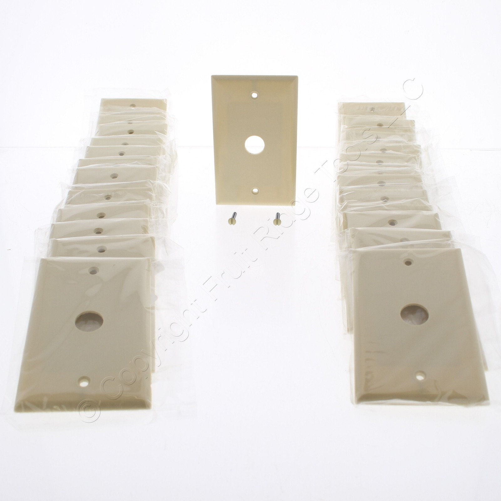 Eaton 2159V Ivory 1-Gang Phone .625" Hole Plastic Wallplate Strap Mount 25pcs