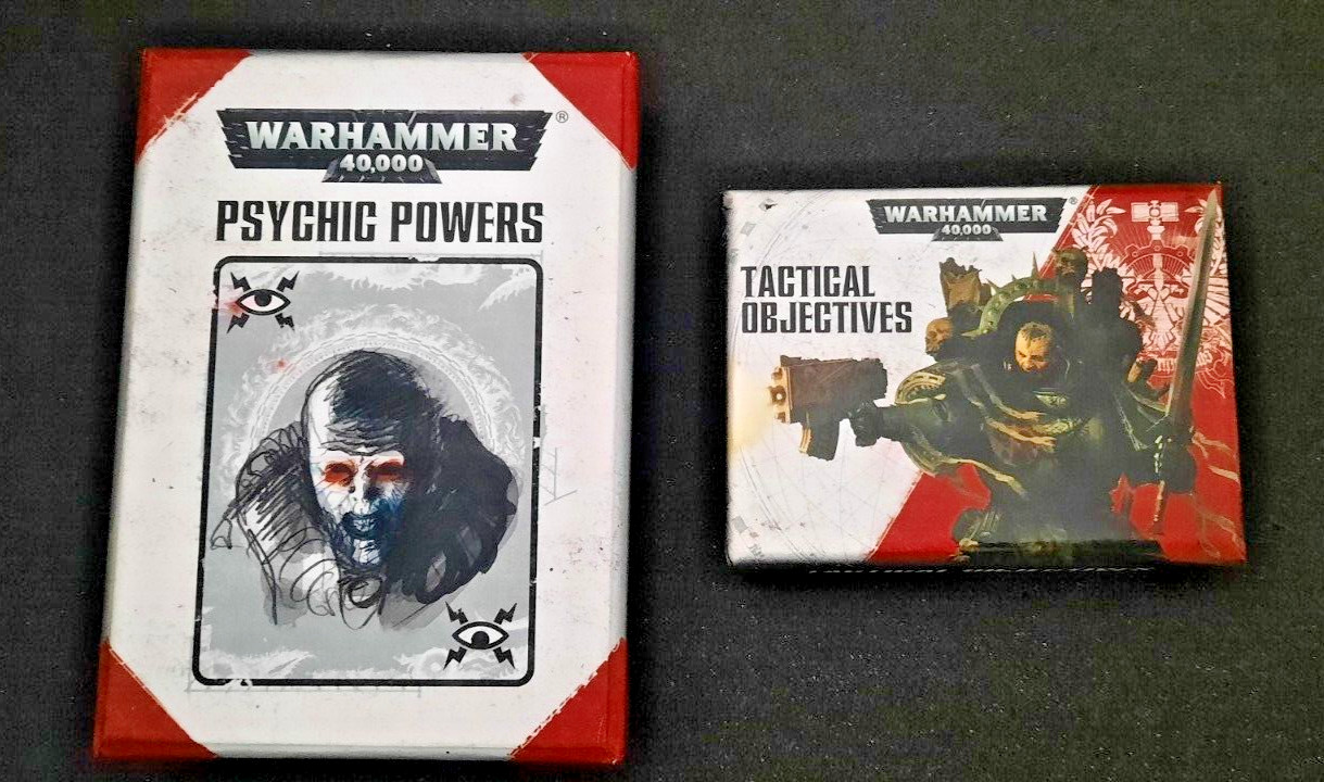 Warhammer 40k  2 Card decks Psychic Powers + Tactical Objectives FREE SHIP