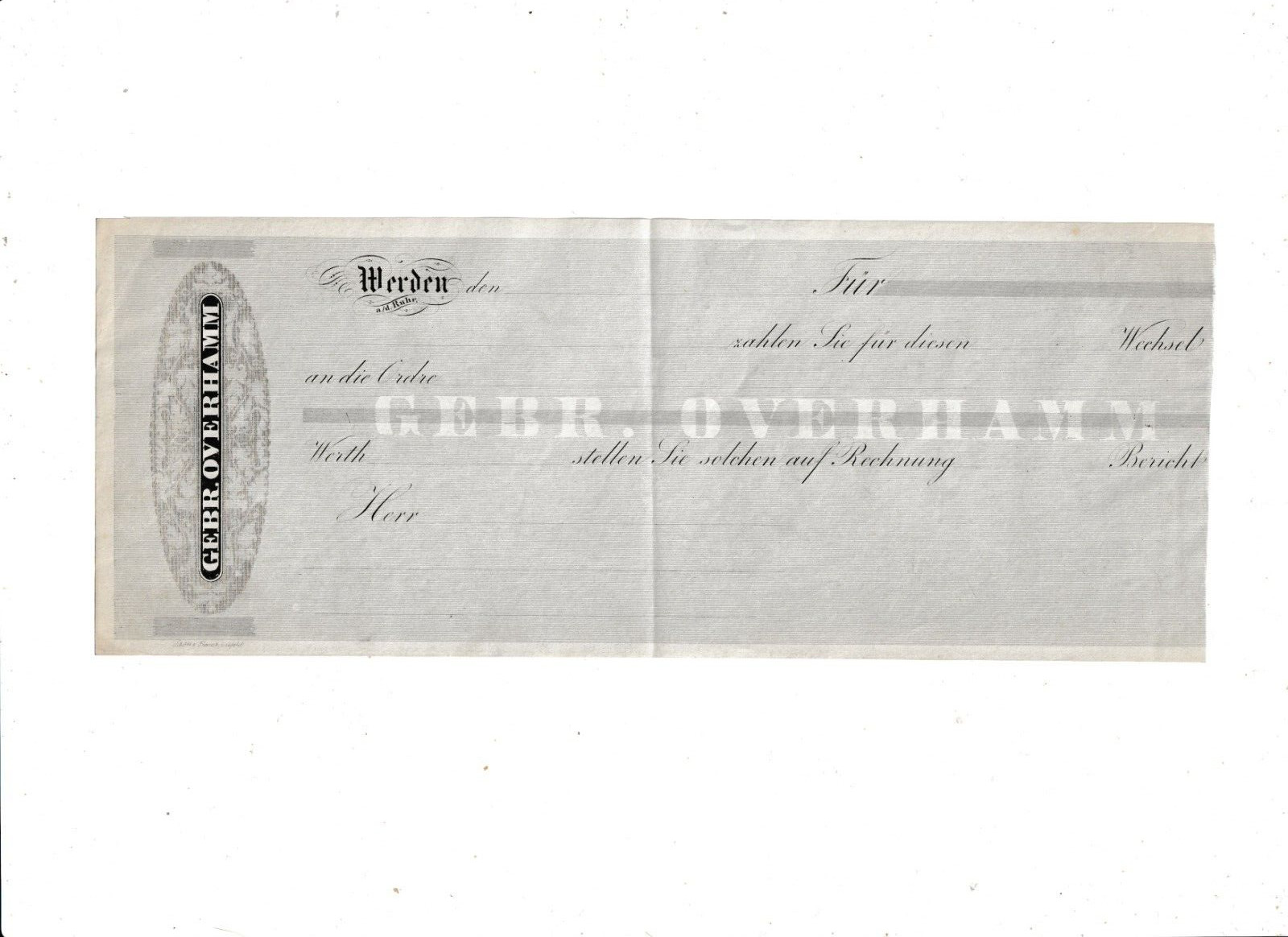 GERMANY  WERDEN  UNUSED  CHEQUE