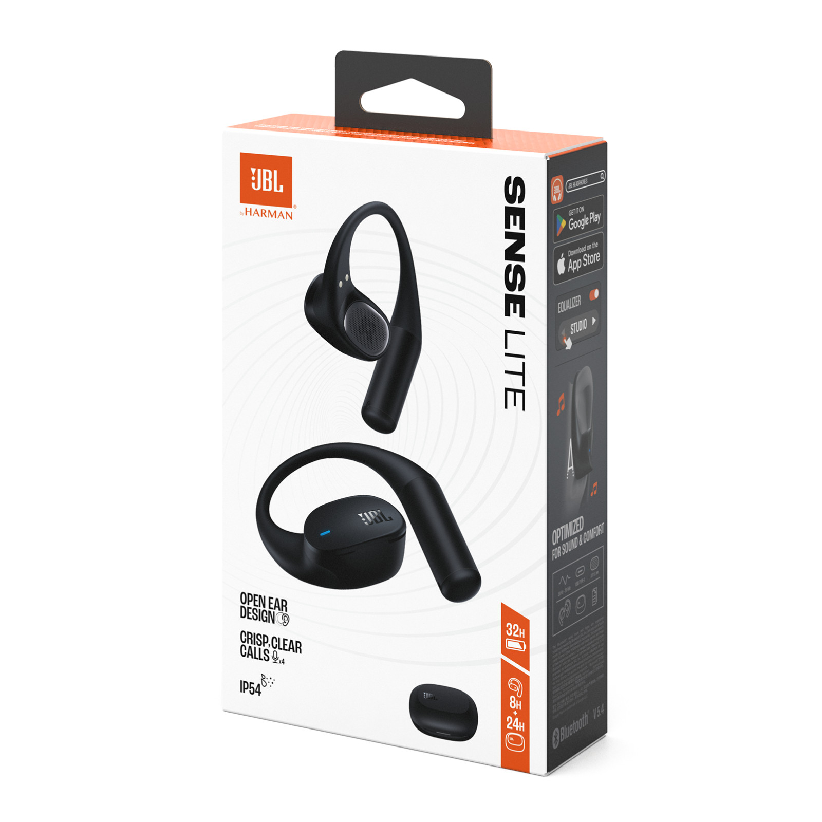 JBL Sense Lite Wireless Open Ear Earbuds with Charging Case (Black)