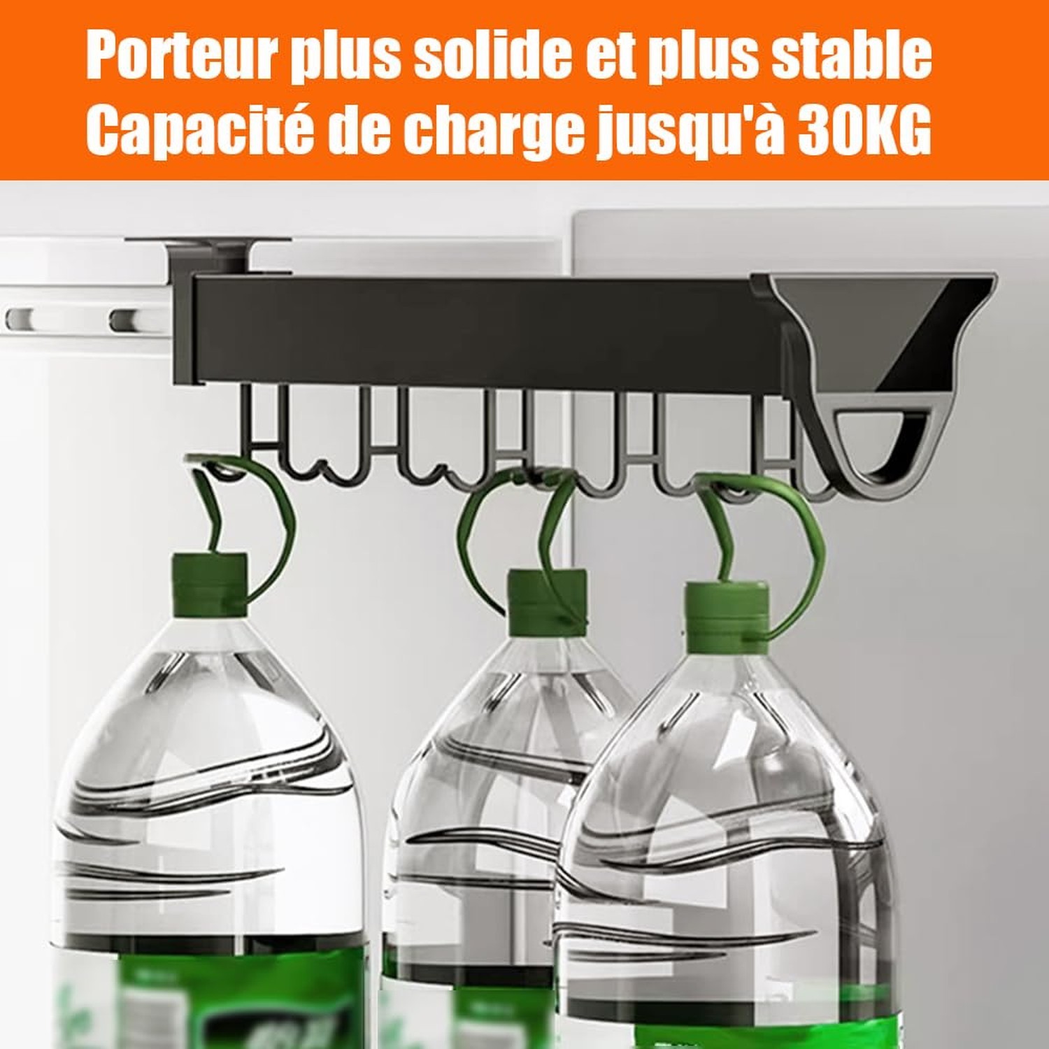 Pull Out Pot Rack, 22" Pull Out Pots and Pans Organizer with 16 Hook, Aluminu...