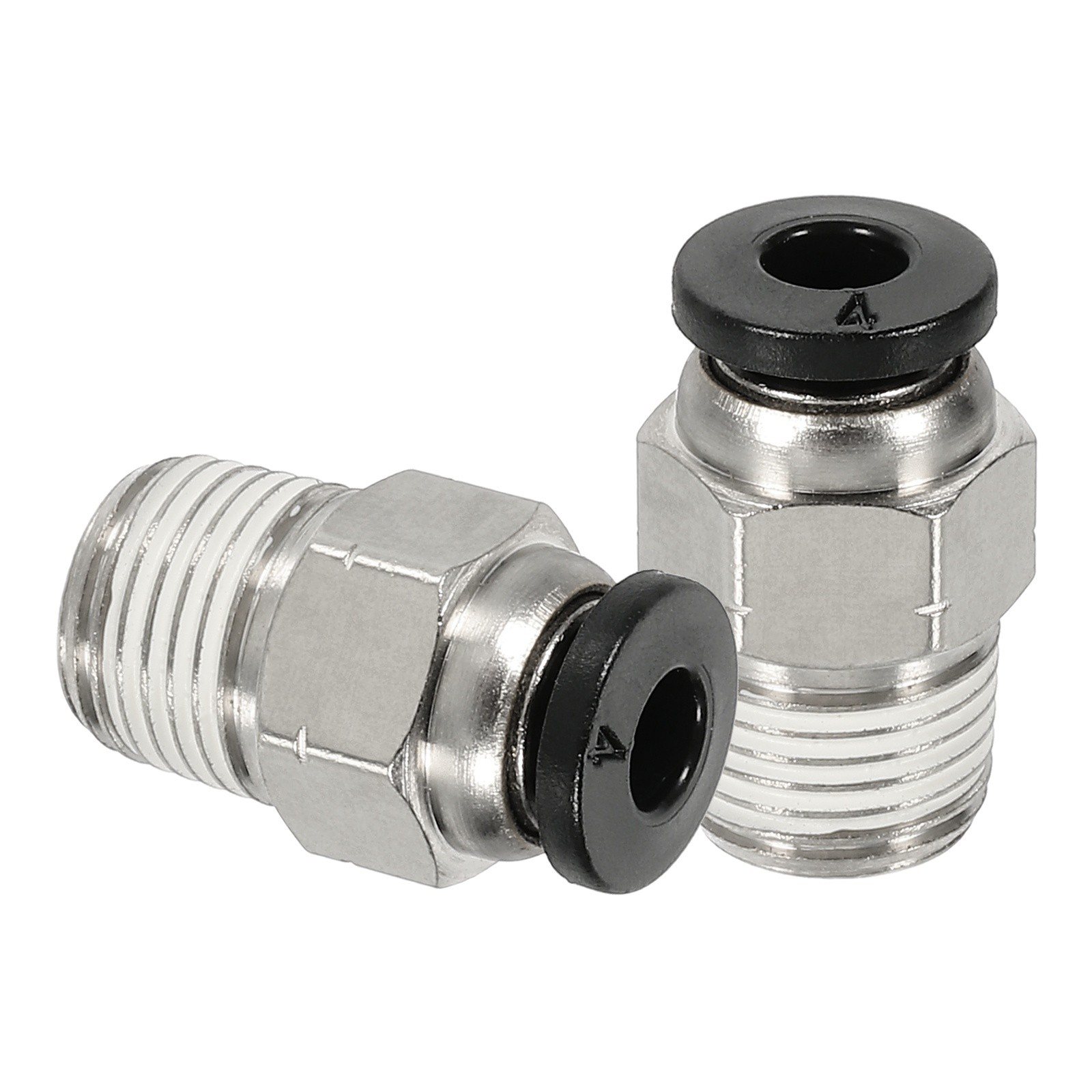 2 Pcs NPT Male 4mm Tube OD x 1/8" NPT Thread Push to Connect Fittings, Black