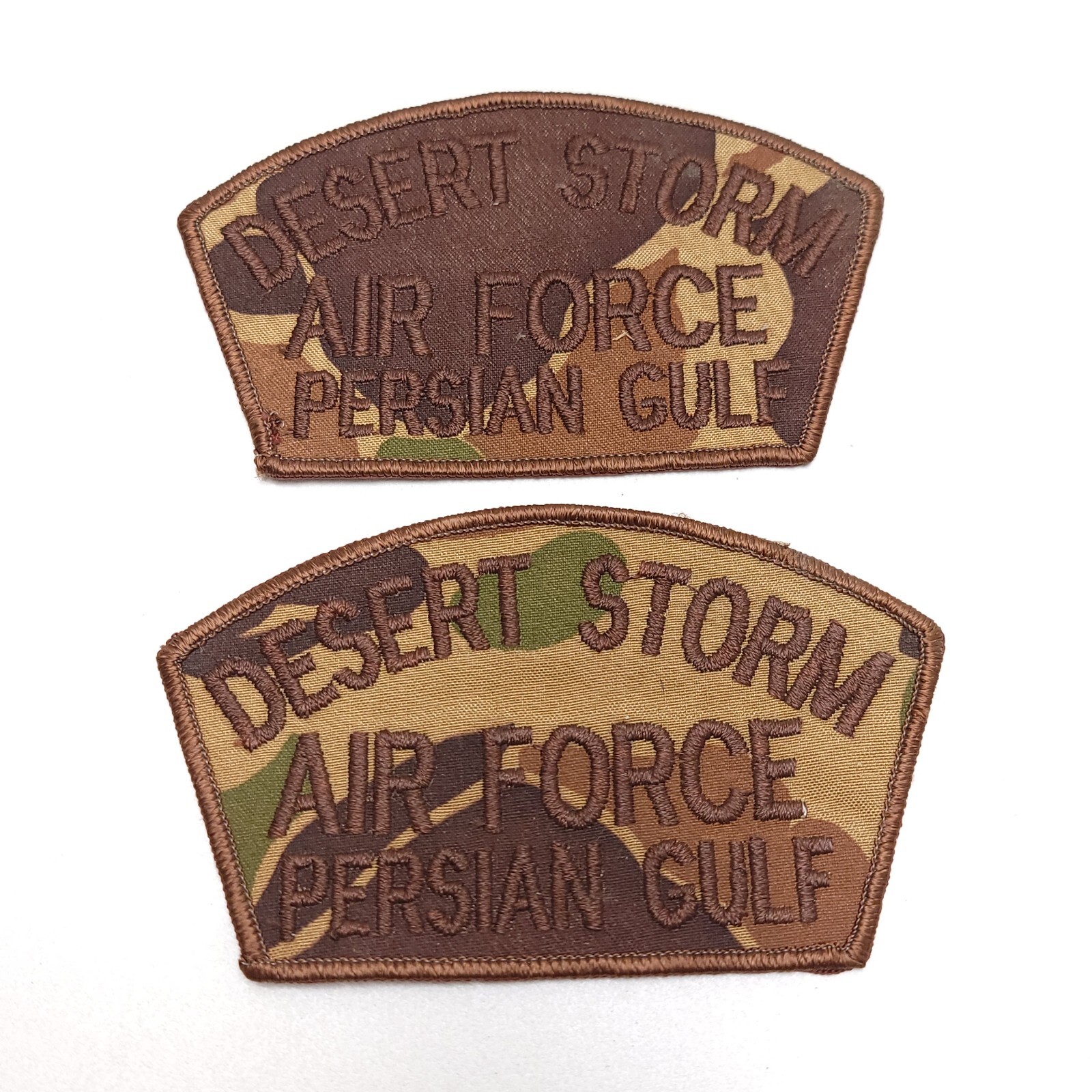 DESERT STORM AIR FORCE PERSIAN GULF Hat Coat Patch Lot Of 2 Iorn On Camouflage