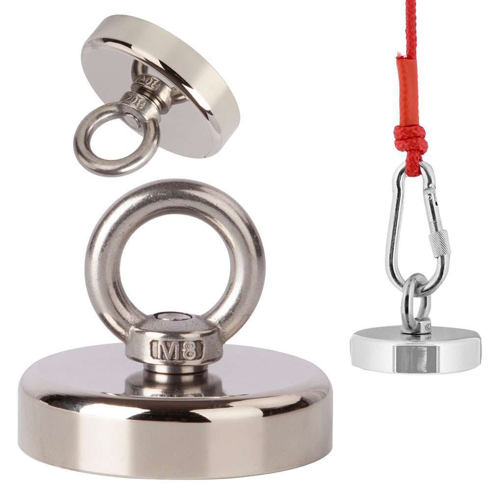 Fishing Magnet Kit Upto 400Lbs Pull Force Strong Neodymium /10m Rope /Carabiner