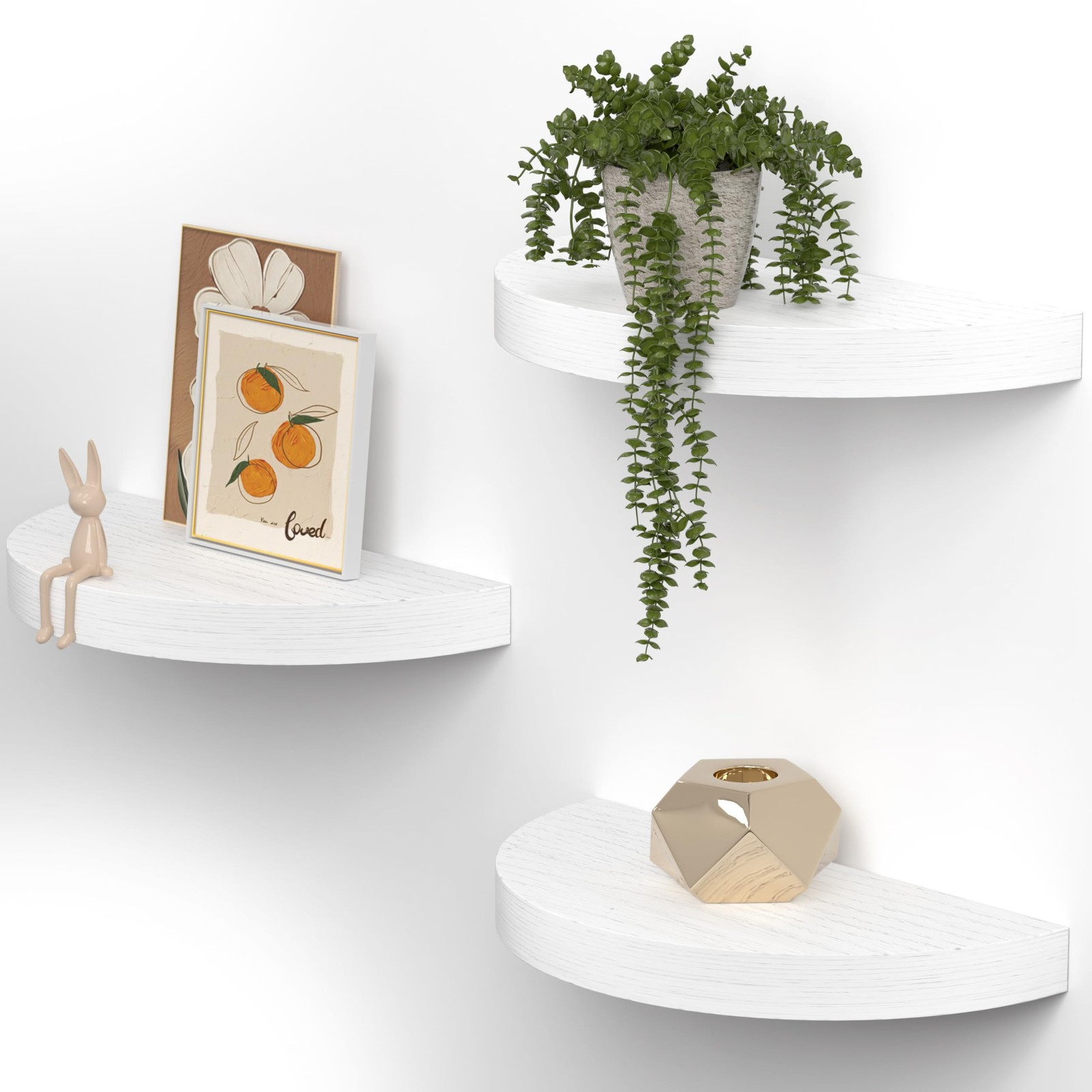 Floating Shelves for Wall Set of 3, 15.4 Rustic Wood Wall Mounted Shelves for...