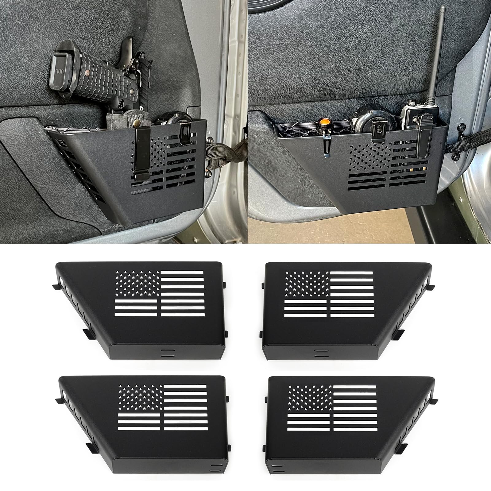 Door Pockets Storage Organizer Compatible 2007-2018 Jeep Wrangler JK JKU 4