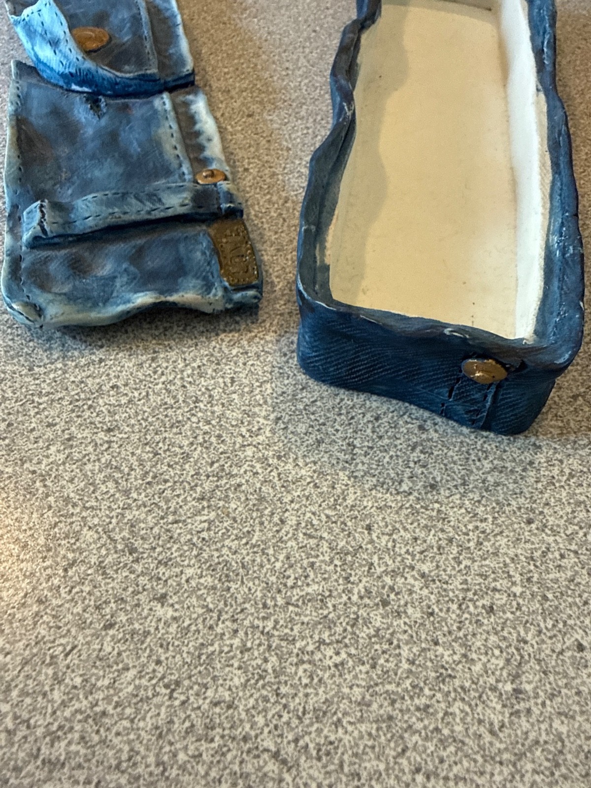 Ceramic box - Jeans design - Blue