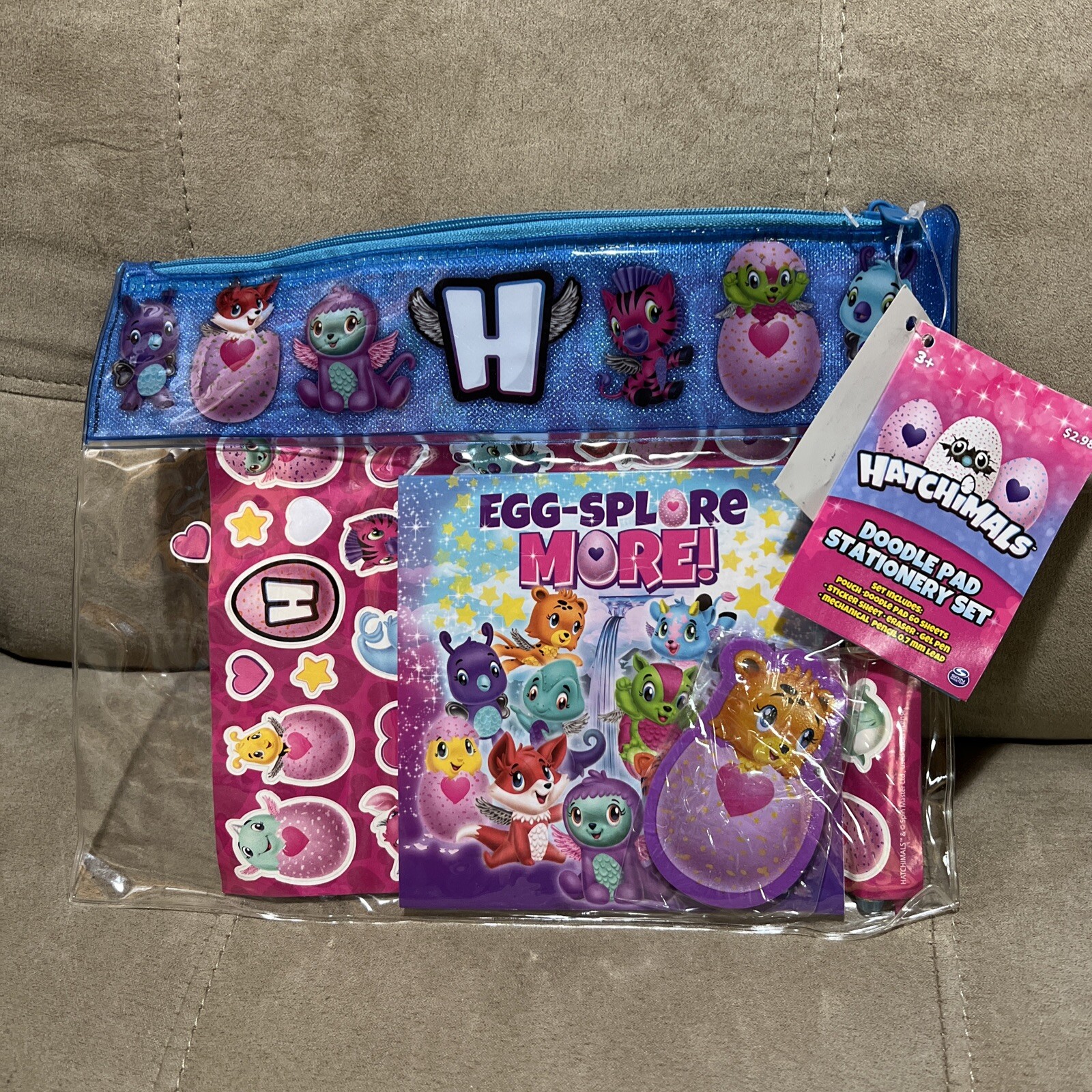Hatchimals Doodle Pad Stationery Set  Pouch,pad,sticker Sheet,pen,eraser,pencil