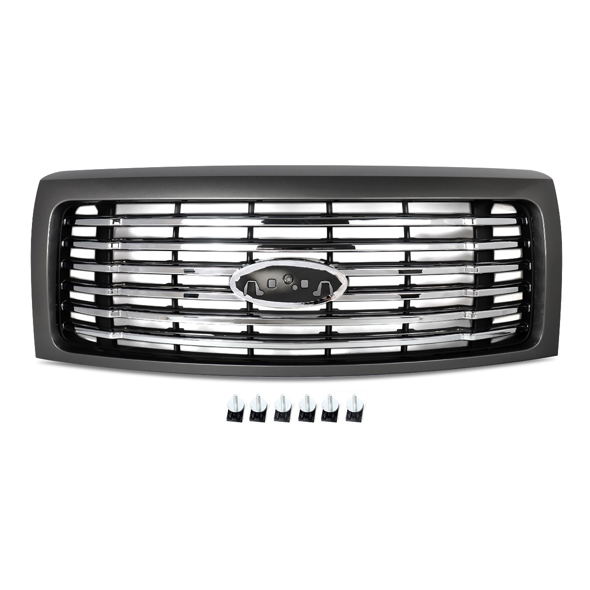 Sterling Gray For 2009-2014 Ford F150 Harley-Davidson Look Front Bumper Grille