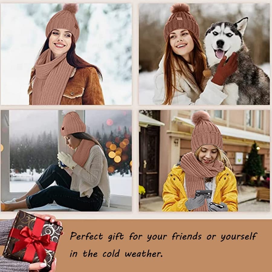 HANERDUN Women Girls Fashion Winter Warm Knitted Hat Beanie One Size, Beige