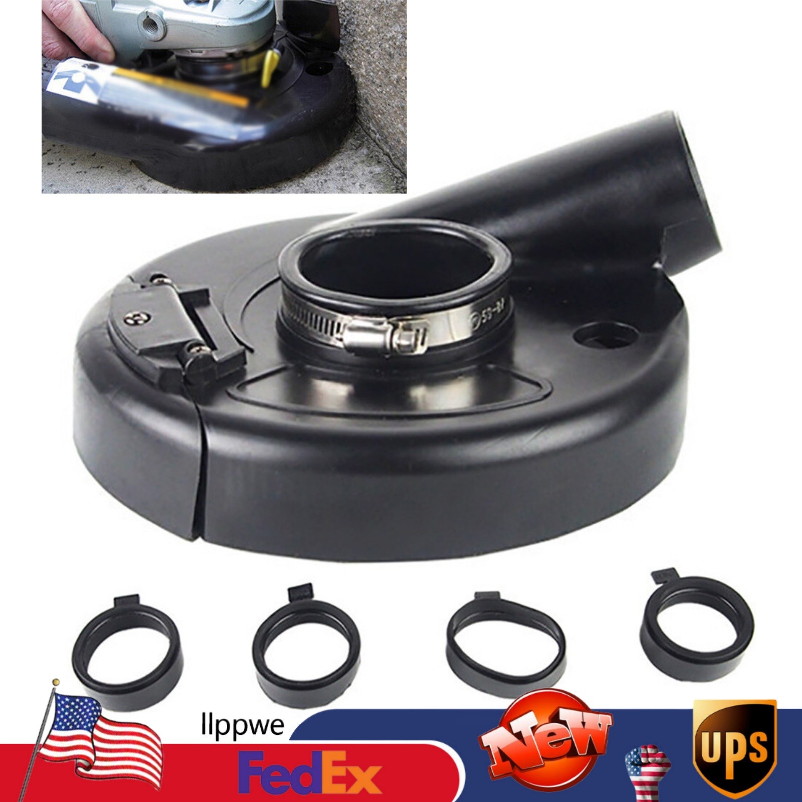 7 Inch Vacuum Dust Shroud Cover for Universal Angle Grinder Black Cover 110V USA