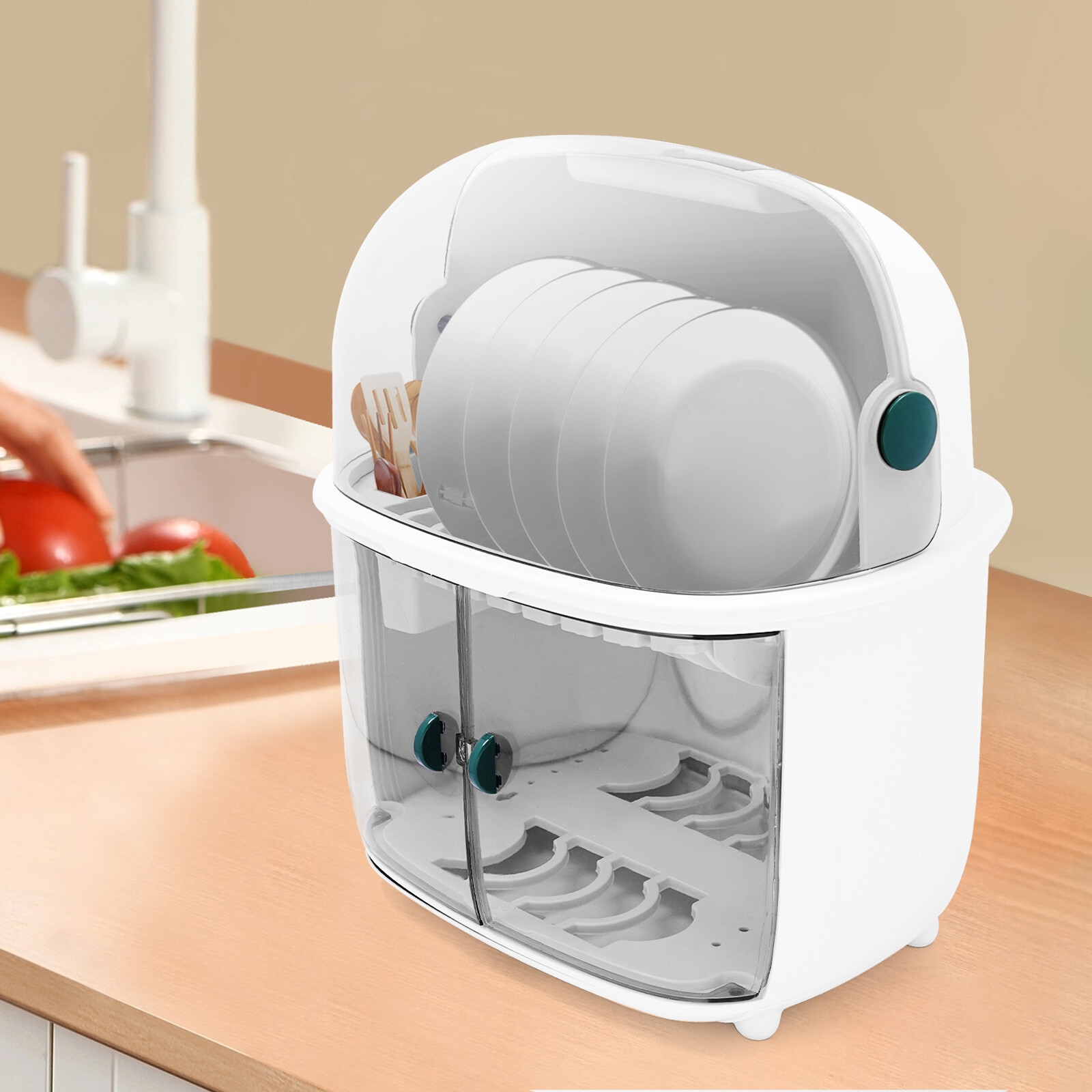 2 Tier Plastic Drying Rack for Kitchen, Dish Drying Rack 2-tier Dish Drying Rack